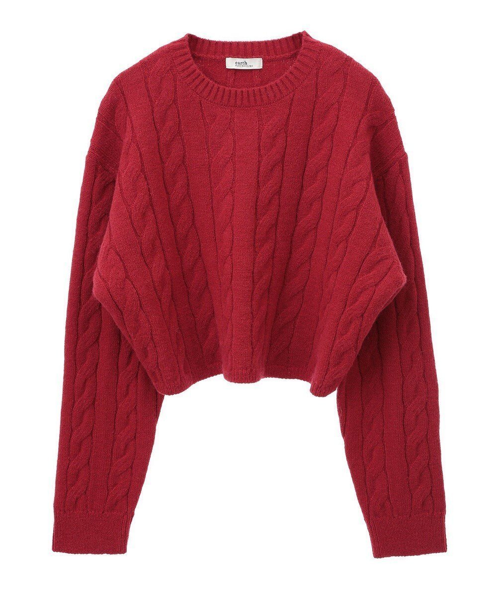 【アースミュージックアンドエコロジー/earth music&ecology】のケーブルニットプルオーバー インテリア・キッズ・メンズ・レディースファッション・服の通販 founy(ファニー) ファッション Fashion レディースファッション Fashion for Women トップス・カットソー Cut & Sew Tops ニット Knit Tops & Sweaters カジュアルプルオーバー・ニットトップス Pullovers & Knit Tops / Casual Pullovers おすすめ Recommended / Our Picks クロップド Cropped, Short Length コンパクト Compact, Small Size セーター Sweater, Knitwear トレンド Trend, Trending Now フォルム Silhouette, Form ポケット Pocket, Pocket Detail A/W・秋冬 Autumn/Winter Red|ID: prp329100004680295 ipo3291000000034270196