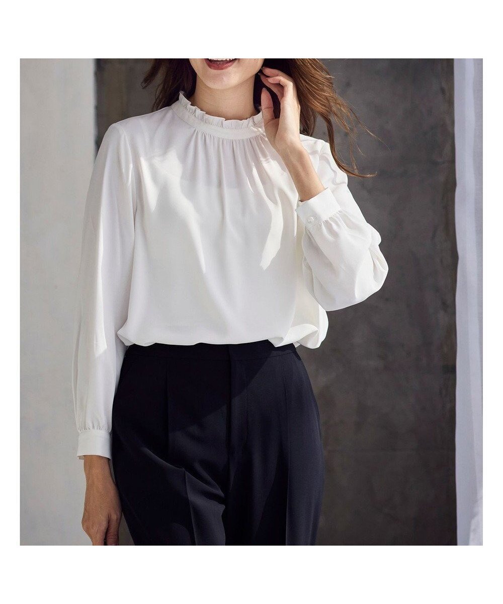 【エニィ スィス/any SiS】の【洗える】フリルネックスタンド ブラウス インテリア・キッズ・メンズ・レディースファッション・服の通販 founy(ファニー) ファッション Fashion レディースファッション Fashion for Women トップス・カットソー Cut & Sew Tops シャツ・ブラウス・オフィスカジュアル Elegant Blouses & Button-Ups おすすめ Recommended / Our Picks シンプル Simple, Minimal ジャケット Jacket, Outerwear ジョーゼット Georgette, Semi-Sheer Fabric スタンド Stand Collar, Upright Stand セレモニー Ceremony ダウン Down, Puffer トレンド Trend, Trending Now フリル Frill, Ruffle エレガント 上品 Elegant 定番 Standard, Basic Item 新作・新入荷 New Arrivals / New In 洗える Machine Washable A/W・秋冬 Autumn/Winter ビジネス 仕事 通勤 Business / Work / Commuting オフ|ID: prp329100004680300 ipo3291000000034605814