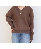 【アメリカンホリック/AMERICAN HOLIC】のラメ入りVネック片畦ニットプルオーバー Mocha|ID: prp329100004680361 ipo3291000000033807087