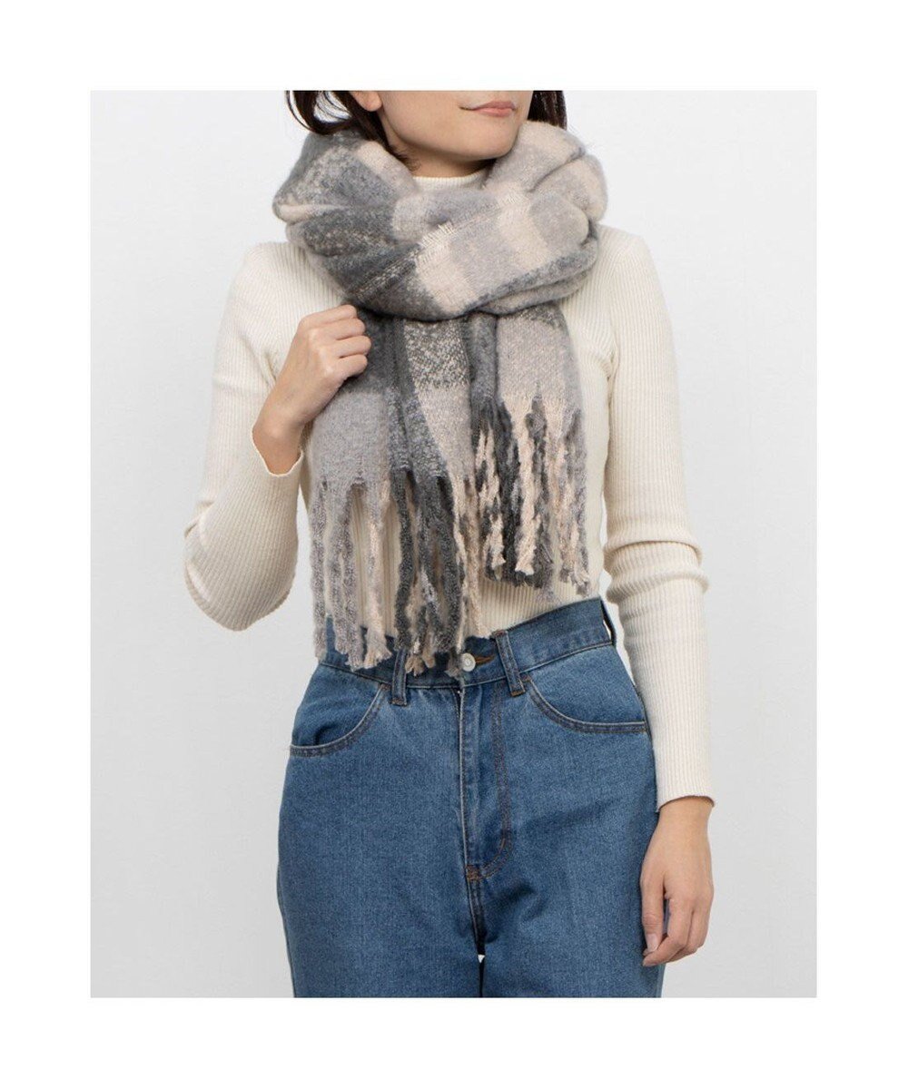 【アンビリオン/UNBILLION】のカシュネ cache nez / リサイクルポリニュートラルカラーチェックストール インテリア・キッズ・メンズ・レディースファッション・服の通販 founy(ファニー) 　ファッション　Fashion　レディースファッション　Fashion for Women　アクセサリー　Fashion Accessories　ショール　Shawl, Wrap　スカーフ　Scarf, Neckwear　ストール　Stole, Wrap　スヌード　Snood, Infinity Scarf　チェック　Check, Plaid, Tartan　トレンド　Trend, Trending Now　ハンド　Hand, Handmade　フリンジ　Fringe, Tassel　ベーシック　Basic, Essential　帽子　Hat, Headwear　防寒　Cold Protection, Winter-Ready　マフラー　Scarf, Muffler　モコモコ　Fuzzy, Fluffy　モチーフ　Motif, Design Theme　A/W・秋冬　Autumn/Winter　S/S・春夏　SS, Spring/Summer, Warm Season　再入荷　Restock / Back in Stock　夏　Summer　クリスマス X'mas　Christmas / X'mas　ギフト プレゼント　Gift / Present　GY|ID: prp329100004680367 ipo3291000000033807113