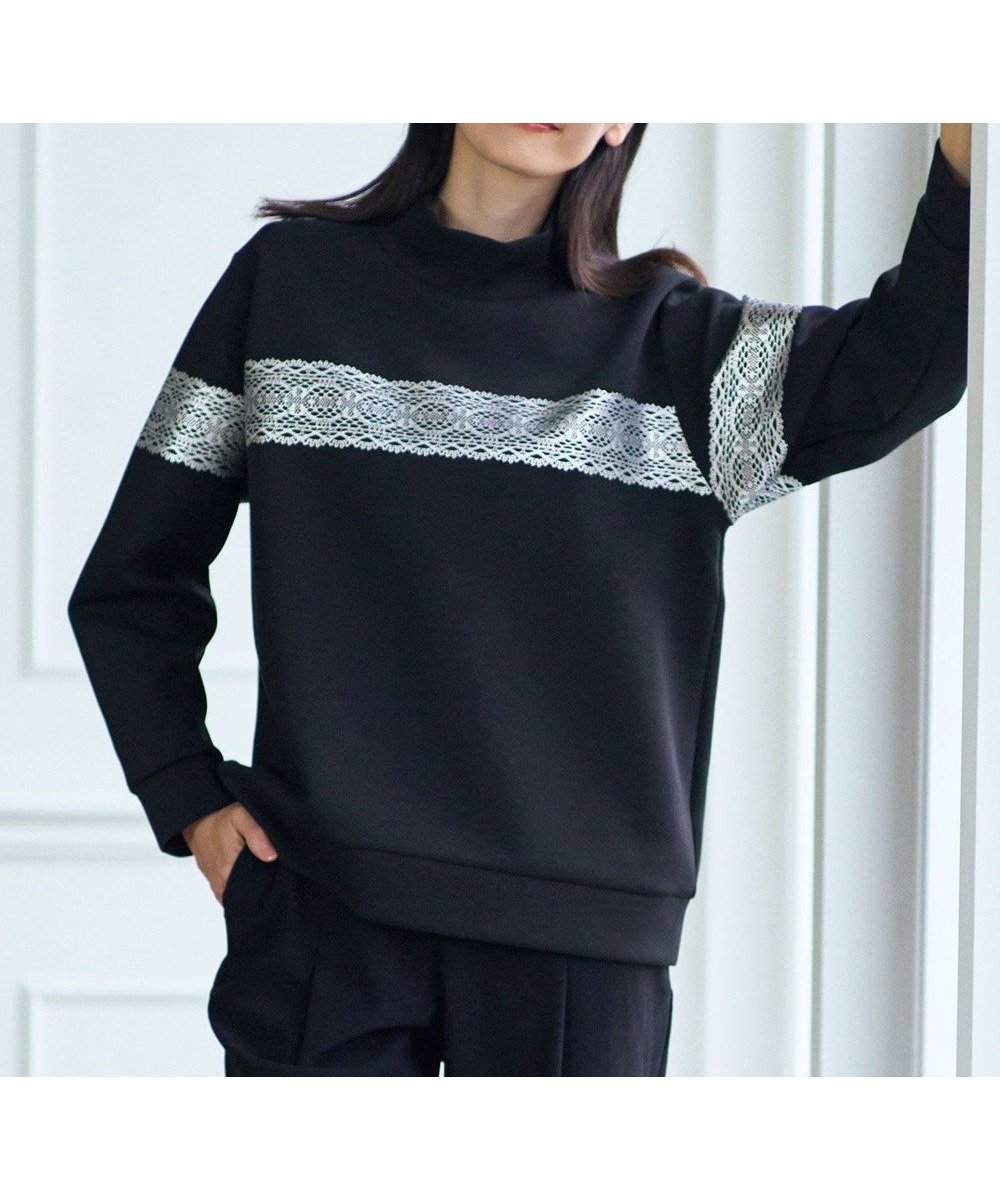 【23区 ゴルフ/NIJYUSANKU GOLF】の【WOMEN/EC限定】レース柄 モックネック トレーナー インテリア・キッズ・メンズ・レディースファッション・服の通販 founy(ファニー) ファッション Fashion レディースファッション Fashion for Women トップス・カットソー Cut & Sew Tops レディースパーカー・カジュアルフーディー Casual Hoodies & Sweatshirts スウェット・クルーネックトップス Sweatshirts & Crewnecks / Relaxed Fit Sweat Tops インナー Innerwear スウェット / スエット Sweatshirt, Sweatwear セットアップ Set-Up, Coordinated Outfit トレーナー Sweatshirt, Trainer フェミニン Feminine, Girly プリント Print, Printed Pattern モックネック Mock Neck, Short Turtleneck レース Lace, Lace Fabric A/W・秋冬 Autumn/Winter ゴルフ Golf ブラック系|ID: prp329100004680373 ipo3291000000033807139