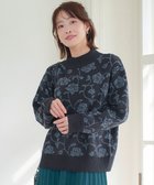 【ティアクラッセ/Tiaclasse】の【洗える】フラワージャガードニットトップス ネイビー|ID: prp329100004680384 ipo3291000000033807178