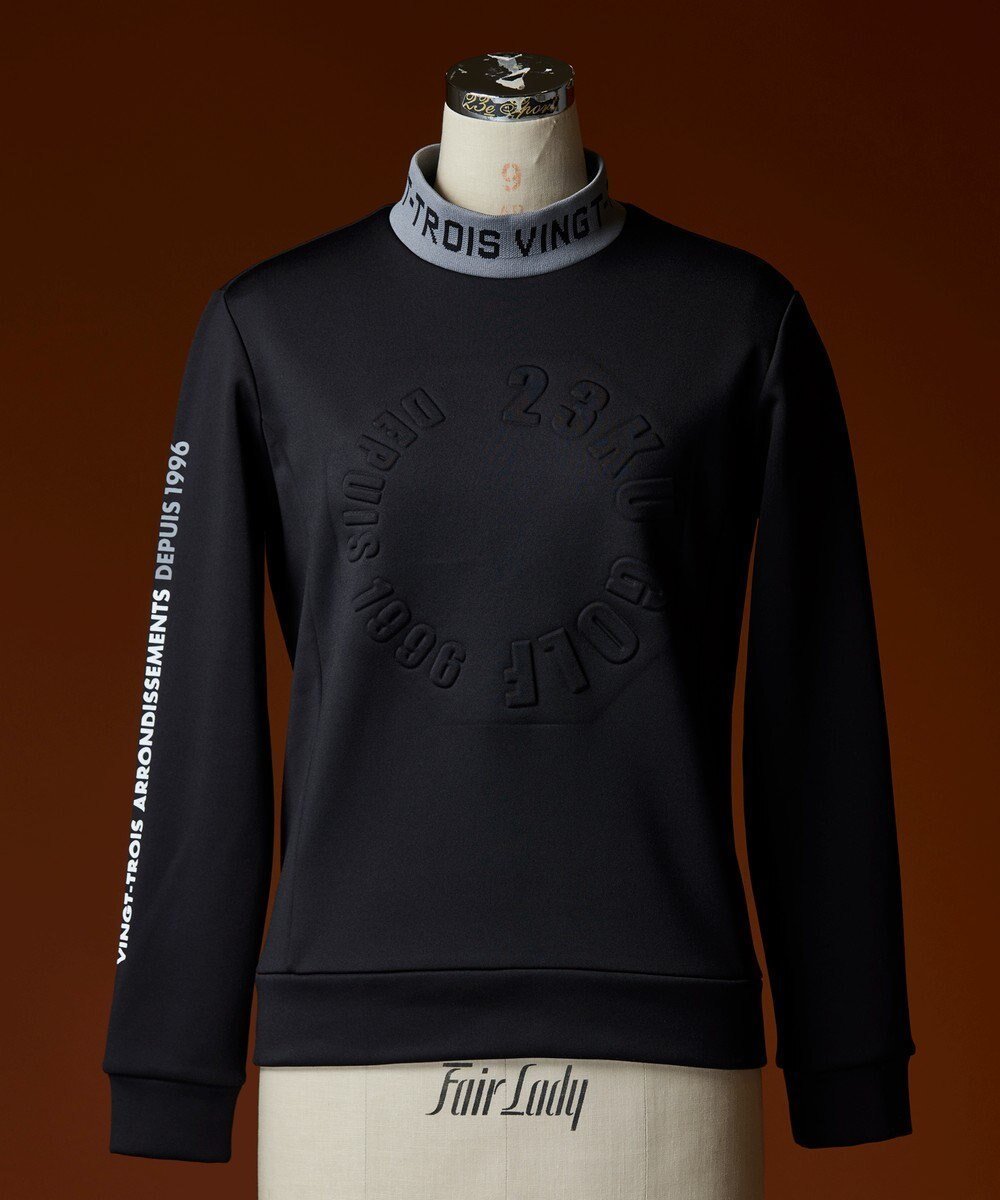 【23区 ゴルフ/NIJYUSANKU GOLF】の【WOMEN】ストレッチ 裏フリース ストレッチ性抜群 優しい肌ざわり インテリア・キッズ・メンズ・レディースファッション・服の通販 founy(ファニー) 　ファッション　Fashion　レディースファッション　Fashion for Women　トップス・カットソー　Cut & Sew Tops　レディースパーカー・カジュアルフーディー　Casual Hoodies & Sweatshirts　スウェット・クルーネックトップス　Sweatshirts & Crewnecks / Relaxed Fit Sweat Tops　シンプル　Simple, Minimal　スウェット / スエット　Sweatshirt, Sweatwear　ストレッチ　Stretch, Stretchy Fabric　フロント　Front, Front Design　プリント　Print, Printed Pattern　メンズ　Men's, Menswear　A/W・秋冬　Autumn/Winter　ブラック系|ID: prp329100004680398 ipo3291000000033807231