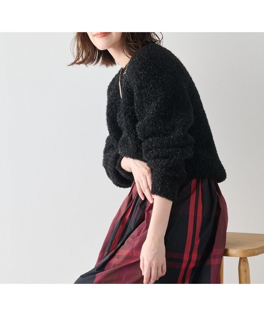 【エニー/ANY】のカーリーファンシーニット インテリア・キッズ・メンズ・レディースファッション・服の通販 founy(ファニー) 　ファッション　Fashion　レディースファッション　Fashion for Women　トップス・カットソー　Cut & Sew Tops　ニット　Knit Tops & Sweaters　おすすめ　Recommended / Our Picks　インナー　Innerwear　コンパクト　Compact, Small Size　セーター　Sweater, Knitwear　デニム　Denim, Jeans Material　バランス　Balance, Style Balance　エレガント 上品　Elegant　畦　Ribbed Knit　A/W・秋冬　Autumn/Winter　ブラック|ID: prp329100004680411 ipo3291000000033807275