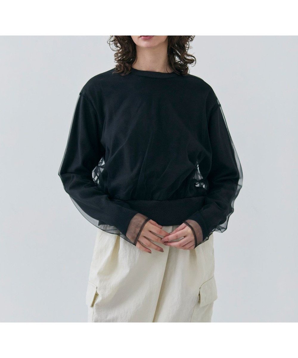【ベイジ,/BEIGE,】の【洗える】MYRTLE / チュールレイヤードクルーネックトップス インテリア・キッズ・メンズ・レディースファッション・服の通販 founy(ファニー) 　ファッション　Fashion　レディースファッション　Fashion for Women　トップス・カットソー　Cut & Sew Tops　ニット　Knit Tops & Sweaters　セーター　Sweater, Knitwear　チュール　Tulip, Tulip Motif　ボトム　Bottoms, Lower Wear　ワイド　Wide, Wide Fit　吸水　Absorbent, Quick-Dry　夏　Summer　春　Spring　S/S・春夏　SS, Spring/Summer, Warm Season　洗える　Machine Washable　秋　Autumn　A/W・秋冬　Autumn/Winter　Slate|ID: prp329100004680426 ipo3291000000033807332