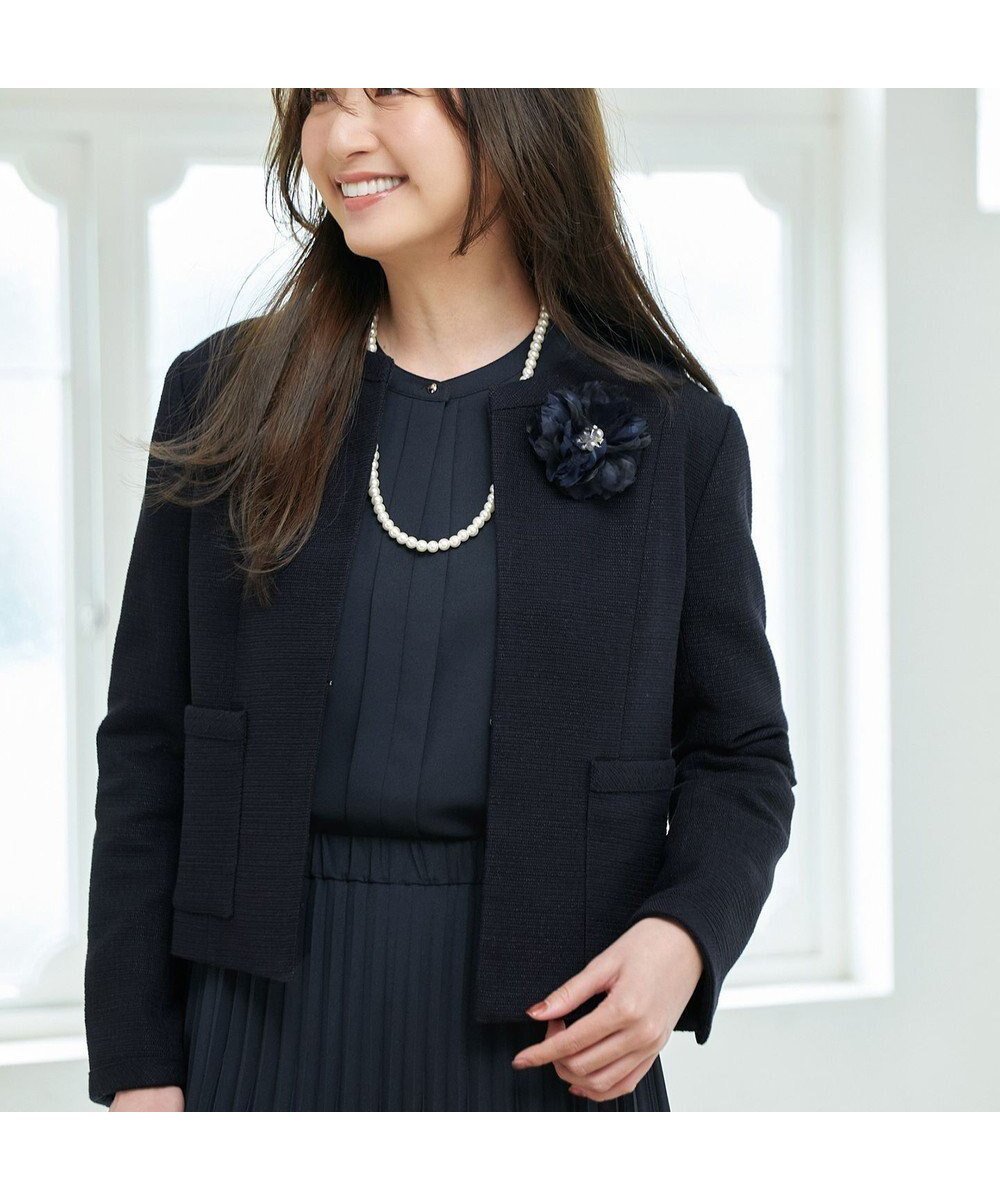 【エニー/ANY】のツイードジャケット インテリア・キッズ・メンズ・レディースファッション・服の通販 founy(ファニー) 　ファッション　Fashion　レディースファッション　Fashion for Women　アウター　Coat / Outerwear Collection　レディースジャケット・軽アウター　Jackets　ノーカラージャケット / シンプル上品コーデ　Collarless Jackets　ショート　Short, Short Length　ジャケット　Jacket, Outerwear　スリット　Slit, Slit Detail　セレモニー　Ceremony　ツイード　Twill, Twill Weave　フィット　Fit, Slim Fit　ポケット　Pocket, Pocket Detail　ワンポイント　One Point, Statement Accent　夏　Summer　春　Spring　S/S・春夏　SS, Spring/Summer, Warm Season　ネイビー|ID: prp329100004680429 ipo3291000000034282344