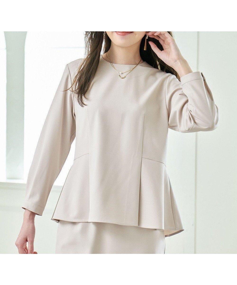 【エニー/ANY】の【ストレッチ/セットアップ可】イージーケアペプラムブラウス インテリア・キッズ・メンズ・レディースファッション・服の通販 founy(ファニー) 　ファッション　Fashion　レディースファッション　Fashion for Women　トップス・カットソー　Cut & Sew Tops　シャツ・ブラウス・オフィスカジュアル　Elegant Blouses & Button-Ups　セットアップ　Matching Sets　レディーストップス・ブラウス　Tops & Blouses / Assorted Women's Tops　春　Spring　切替　Switching, Contrast Panel　ストレッチ　Stretch, Stretchy Fabric　セットアップ　Set-Up, Coordinated Outfit　バランス　Balance, Style Balance　フレア　Flare, Flared　S/S・春夏　SS, Spring/Summer, Warm Season　おすすめ　Recommended / Our Picks　夏　Summer　エレガント 上品　Elegant　セレモニー　Ceremony　ビジネス 仕事 通勤　Business / Work / Commuting　ベージュ|ID: prp329100004680444 ipo3291000000035631746