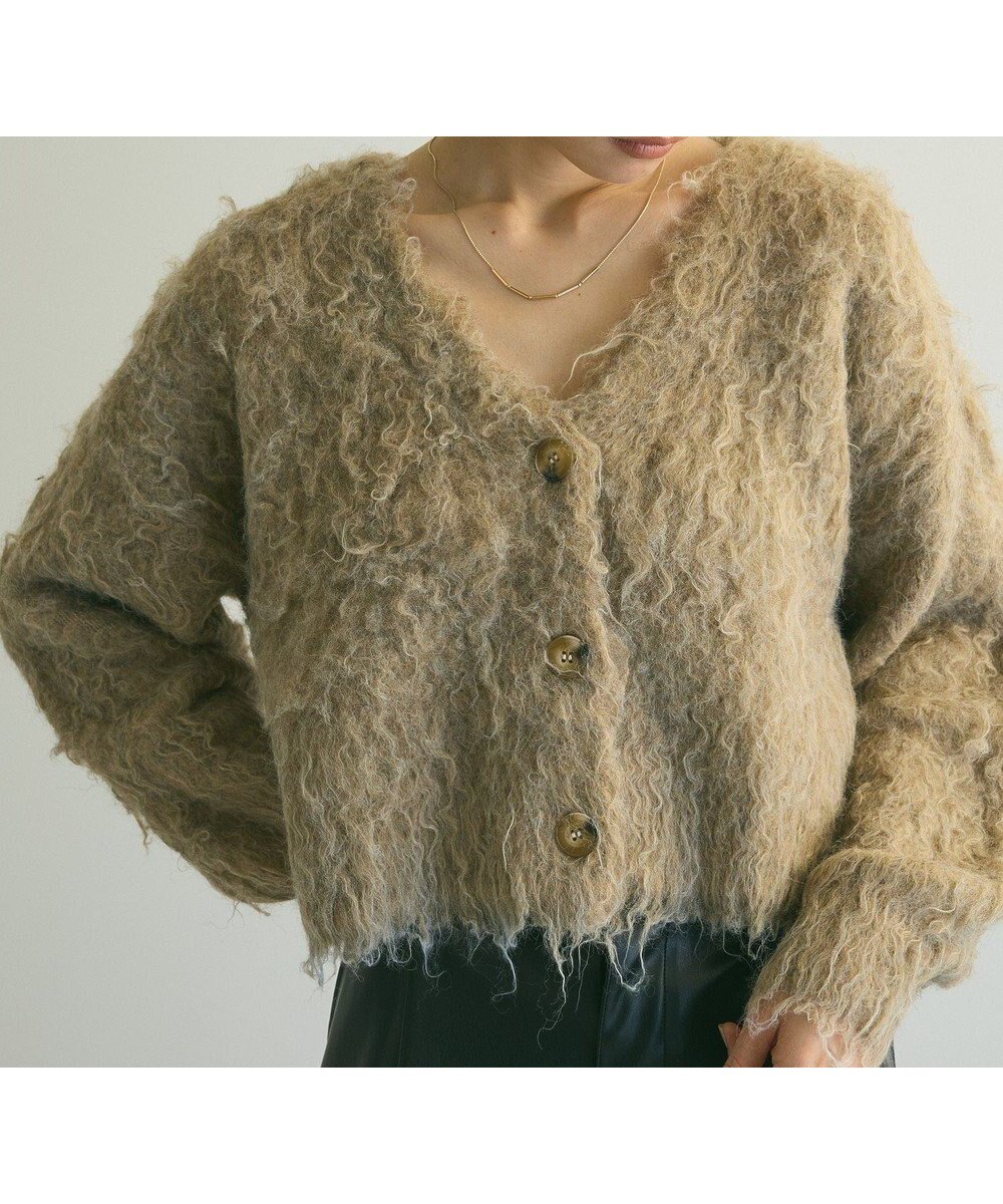 【グリーンパークス/Green Parks】のarmonia.シャギーショートカーディガン インテリア・キッズ・メンズ・レディースファッション・服の通販 founy(ファニー) 　ファッション　Fashion　レディースファッション　Fashion for Women　トップス・カットソー　Cut & Sew Tops　カーディガン・羽織り　Layered Style Cardigans　おすすめ　Recommended / Our Picks　カーディガン　Cardigan, Knitwear　ショート　Short, Short Length　ポケット　Pocket, Pocket Detail　A/W・秋冬　Autumn/Winter　Beige|ID: prp329100004680461 ipo3291000000033807478