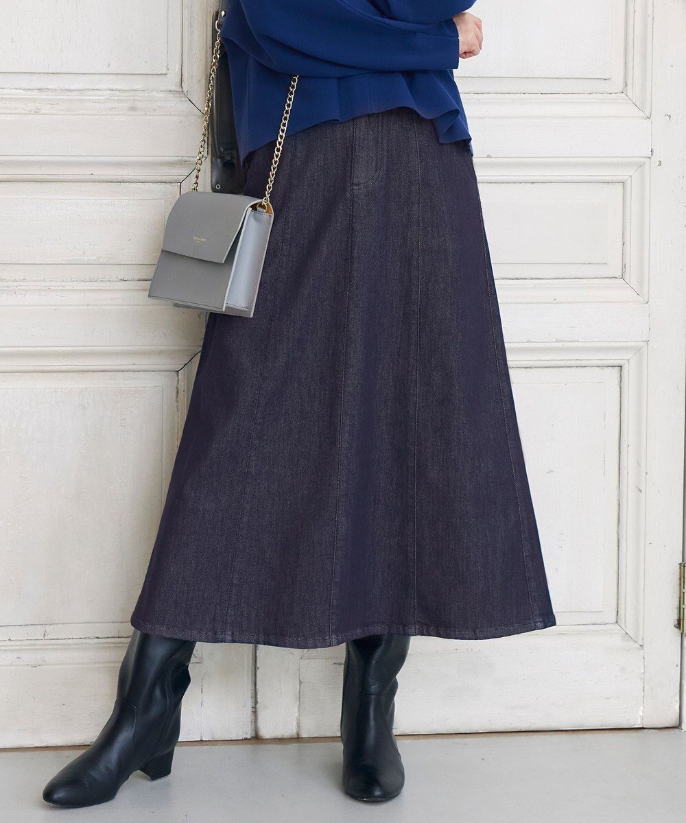 【自由区/JIYU-KU】の【洗える】ウスカルデニム スカート インテリア・キッズ・メンズ・レディースファッション・服の通販 founy(ファニー) 　ファッション　Fashion　レディースファッション　Fashion for Women　スカート　Skirts　デニムスカート・カジュアルスカート　Denim Skirts　おすすめ　Recommended / Our Picks　ストレッチ　Stretch, Stretchy Fabric　デニム　Denim, Jeans Material　フレア　Flare, Flared　人気　Popular, Best Seller　夏　Summer　定番　Standard, Basic Item　春　Spring　S/S・春夏　SS, Spring/Summer, Warm Season　洗える　Machine Washable　A/W・秋冬　Autumn/Winter　インディゴ|ID: prp329100004680499 ipo3291000000033807609