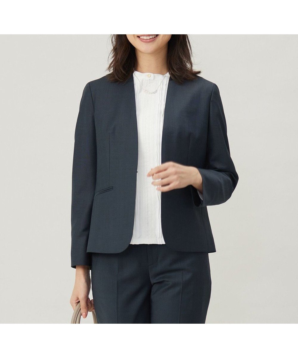 【ジェイ プレス/J.PRESS】の【セットアップ対応】BAHARIYE1 ノーカラー ジャケット 人気、トレンドファッション・服の通販 founy(ファニー) 　ファッション　Fashion　レディースファッション　Fashion for Women　アウター　Coat / Outerwear Collection　レディースジャケット・軽アウター　Jackets　ノーカラージャケット / シンプル上品コーデ　Collarless Jackets　ジャケット　Jacket, Outerwear　ストライプ　Stripe, Striped Pattern　ストレッチ　Stretch, Stretchy Fabric　ストレート　Straight, Straight Cut　セットアップ　Set-Up, Coordinated Outfit　無地　Plain, Solid Color　A/W・秋冬　Autumn/Winter　エレガント 上品　Elegant　 other-1|ID: prp329100004680502 ipo3291000000033807621