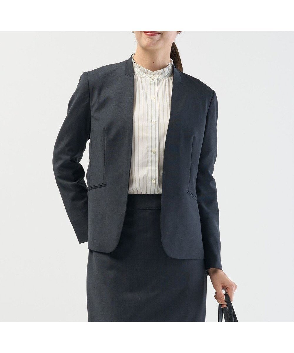 【ジェイ プレス/J.PRESS】の【セットアップ対応】BAHARIYE1 ノーカラー ジャケット 人気、トレンドファッション・服の通販 founy(ファニー) ファッション Fashion レディースファッション Fashion for Women アウター Coat / Outerwear Collection レディースジャケット・軽アウター Jackets ノーカラージャケット / シンプル上品コーデ Collarless Jackets ジャケット Jacket, Outerwear ストライプ Stripe, Striped Pattern ストレッチ Stretch, Stretchy Fabric ストレート Straight, Straight Cut セットアップ Set-Up, Coordinated Outfit 無地 Plain, Solid Color A/W・秋冬 Autumn/Winter エレガント 上品 Elegant other-1|ID: prp329100004680502 ipo3291000000034497981