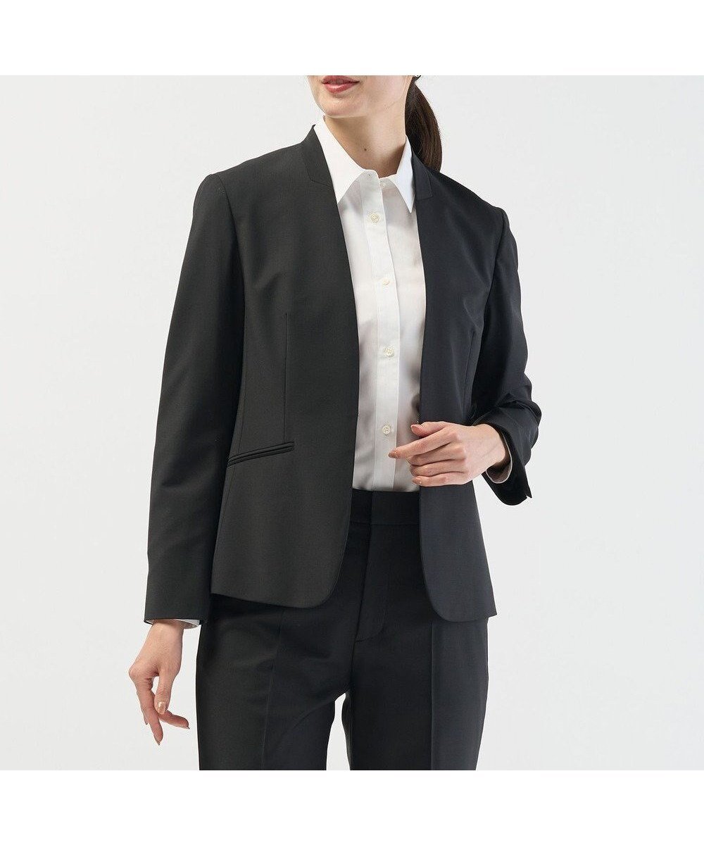 【ジェイ プレス/J.PRESS】の【セットアップ対応】BAHARIYE SOLID ノーカラー ジャケット インテリア・キッズ・メンズ・レディースファッション・服の通販 founy(ファニー) ファッション Fashion レディースファッション Fashion for Women アウター Coat / Outerwear Collection レディースジャケット・軽アウター Jackets ノーカラージャケット / シンプル上品コーデ Collarless Jackets ジャケット Jacket, Outerwear ストライプ Stripe, Striped Pattern ストレッチ Stretch, Stretchy Fabric ストレート Straight, Straight Cut セットアップ Set-Up, Coordinated Outfit 無地 Plain, Solid Color A/W・秋冬 Autumn/Winter ブラック系|ID: prp329100004680503 ipo3291000000034497985