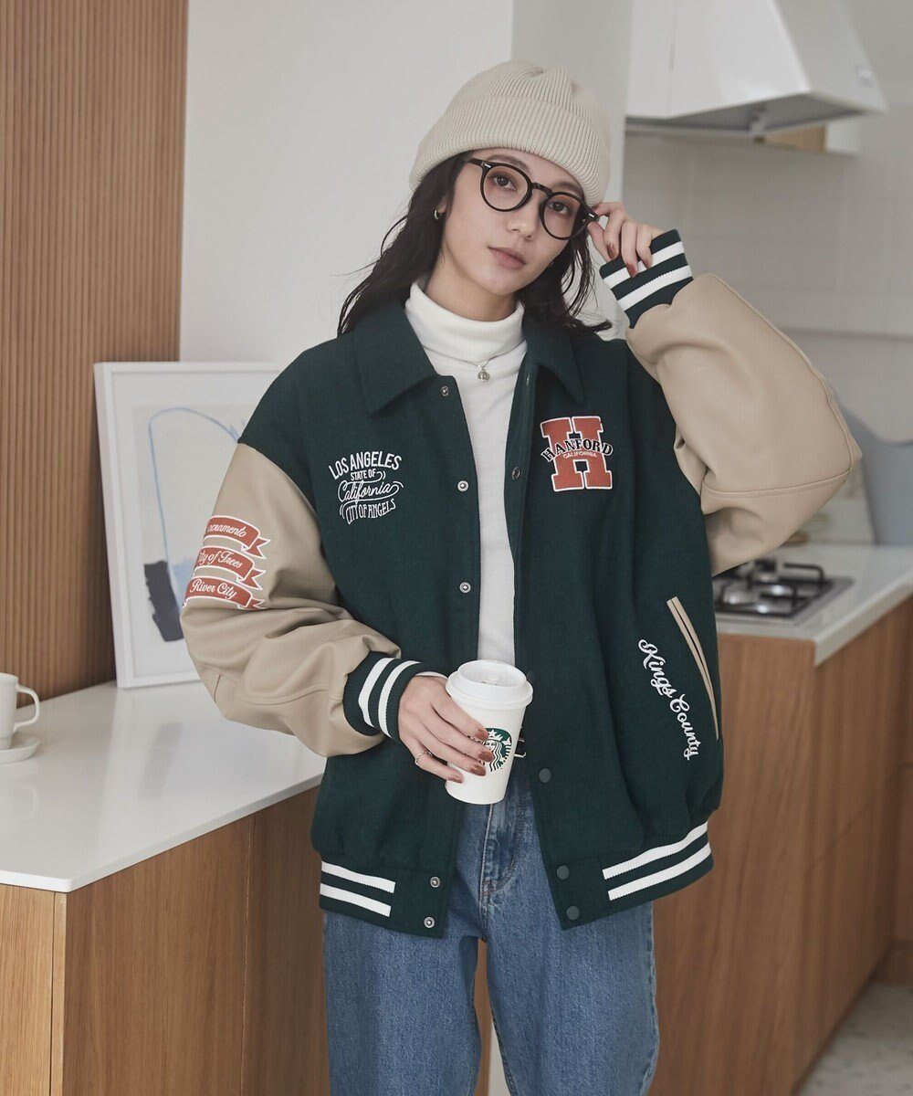 【ウィゴー/WEGO】の【ユニセックス着用ITEM/SMLサイズ展開】メルトンワッペンスタジャン インテリア・キッズ・メンズ・レディースファッション・服の通販 founy(ファニー) 　ファッション　Fashion　レディースファッション　Fashion for Women　アウター　Coat / Outerwear Collection　レディースジャケット・軽アウター　Jackets　秋　Autumn　キルト　Quilt, Quilted Fabric　クラシカル　Classical, Vintage-Inspired　ジャケット　Jacket, Outerwear　スマホ　Smartphone, Mobile Device　デニム　Denim, Jeans Material　トレンド　Trend, Trending Now　フレア　Flare, Flared　防寒　Cold Protection, Winter-Ready　メルトン　Melton, Heavy Wool　冬　Winter / This Winter　A/W・秋冬　Autumn/Winter　おすすめ　Recommended / Our Picks　ダークグリーン|ID: prp329100004680532 ipo3291000000033807714
