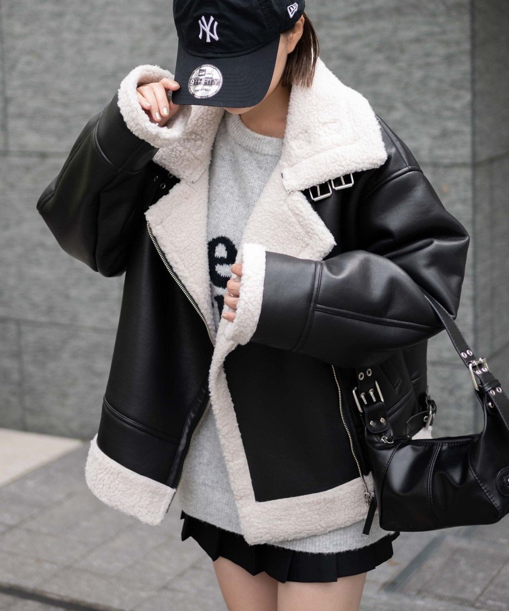 【ウィゴー/WEGO】のボアフライトジャケット インテリア・キッズ・メンズ・レディースファッション・服の通販 founy(ファニー) 　ファッション　Fashion　レディースファッション　Fashion for Women　アウター　Coat / Outerwear Collection　レディースジャケット・軽アウター　Jackets　ライダースジャケット / レザースタイル　Riders Jackets & Biker Style　おすすめ　Recommended / Our Picks　ジャケット　Jacket, Outerwear　スキニー　Skinny, Slim Fit　スマホ　Smartphone, Mobile Device　トレンド　Trend, Trending Now　フレア　Flare, Flared　ライダースジャケット　Riders, Biker Jacket　ワイド　Wide, Wide Fit　冬　Winter / This Winter　A/W・秋冬　Autumn/Winter　ブラック|ID: prp329100004680547 ipo3291000000033807779