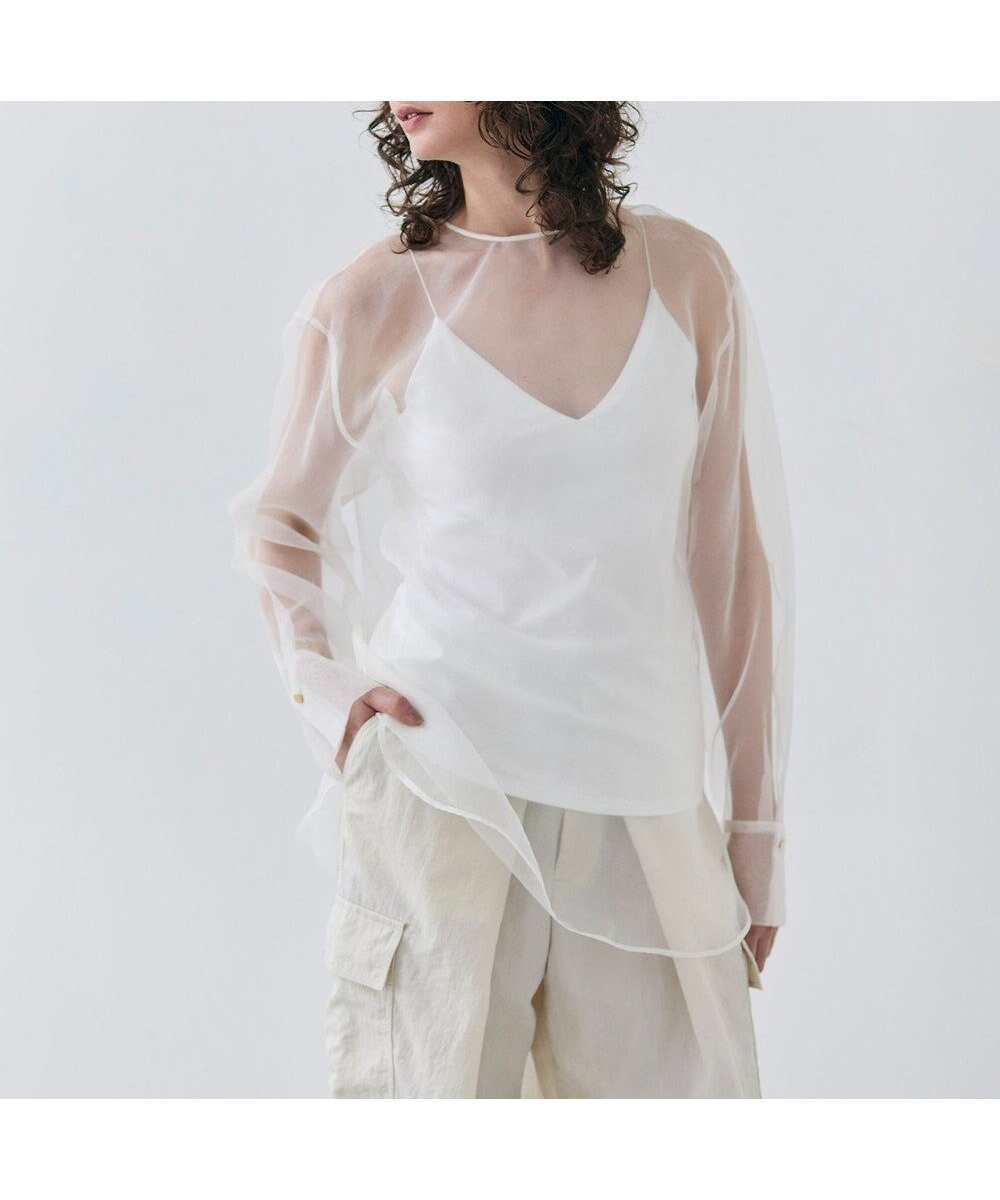 【ベイジ,/BEIGE,】のERICA / シルクシースルークルーネックブラウス 人気、トレンドファッション・服の通販 founy(ファニー) 　ファッション　Fashion　レディースファッション　Fashion for Women　トップス・カットソー　Cut & Sew Tops　シャツ・ブラウス・オフィスカジュアル　Elegant Blouses & Button-Ups　インナー　Innerwear　オーガンジー　Organza Fabric　カフス　Cuff Design　キャミソール　Camisole, Spaghetti Strap Top　コンパクト　Compact, Small Size　シフォン　Chiffon, Lightweight Fabric　シルク　Silk, 100% Silk　ジャケット　Jacket, Outerwear　A/W・秋冬　Autumn/Winter　S/S・春夏　SS, Spring/Summer, Warm Season　夏　Summer　エレガント 上品　Elegant　 other-1|ID: prp329100004680568 ipo3291000000033807865