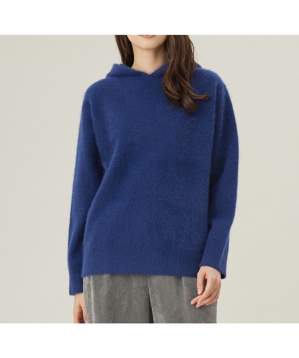 【自由区/JIYU-KU】のフォックスウール フーディー インテリア・キッズ・メンズ・レディースファッション・服の通販 founy(ファニー) 　ファッション　Fashion　レディースファッション　Fashion for Women　トップス・カットソー　Cut & Sew Tops　レディースパーカー・カジュアルフーディー　Casual Hoodies & Sweatshirts　シンプル　Simple, Minimal　パーカー　Hoodie, Parka　フォックス　Fox, Fox Fur　ボトム　Bottoms, Lower Wear　ミックス　Mix, Mixed Style　エレガント 上品　Elegant　A/W・秋冬　Autumn/Winter　ブルー|ID: prp329100004680613 ipo3291000000033808024