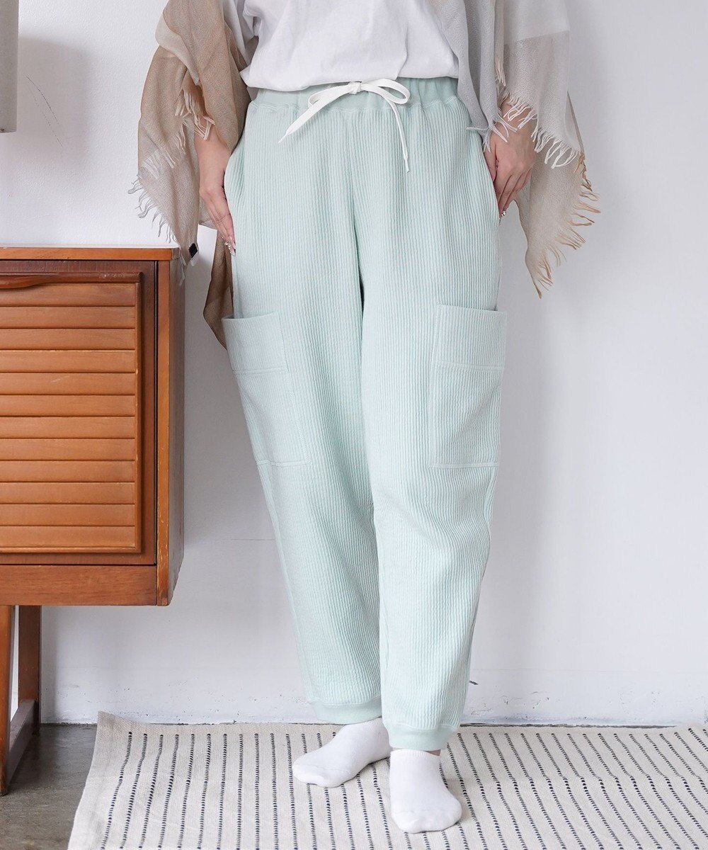 【ハーグ/HAAG】の【カシミヤタッチ/スマイルコットン】SIDE POCKET PANTS パンツ インテリア・キッズ・メンズ・レディースファッション・服の通販 founy(ファニー) 　ファッション　Fashion　レディースファッション　Fashion for Women　パンツ　Pants & Trousers　吸水　Absorbent, Quick-Dry　ストライプ　Stripe, Striped Pattern　スピンドル　Spindle, Drawcord　タンブラー　Tumbler, Travel Mug　フラット　Flat, Flat Shoes　ポケット　Pocket, Pocket Detail　ワイド　Wide, Wide Fit　A/W・秋冬　Autumn/Winter　S/S・春夏　SS, Spring/Summer, Warm Season　夏　Summer　ミントグリーン|ID: prp329100004680623 ipo3291000000033808058