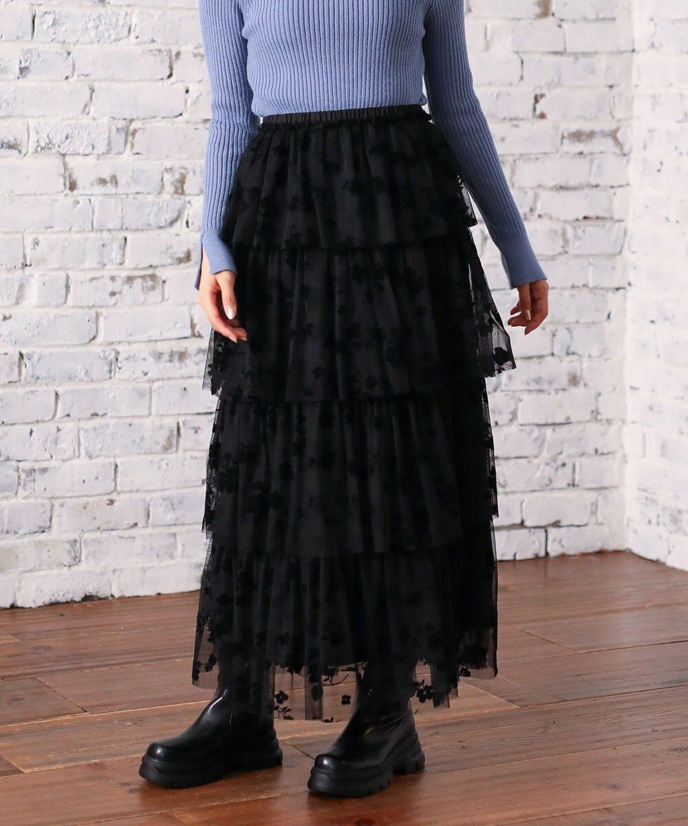 【グリーンパークス/Green Parks】の・ELENCARE DUE フロッキーptチュールスカート インテリア・キッズ・メンズ・レディースファッション・服の通販 founy(ファニー) 　ファッション　Fashion　レディースファッション　Fashion for Women　スカート　Skirts　おすすめ　Recommended / Our Picks　シンプル　Simple, Minimal　チュール　Tulip, Tulip Motif　ポケット　Pocket, Pocket Detail　A/W・秋冬　Autumn/Winter　Black|ID: prp329100004680684 ipo3291000000033808265