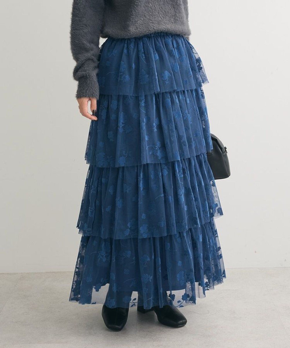 【グリーンパークス/Green Parks】の・ELENCARE DUE フロッキーptチュールスカート インテリア・キッズ・メンズ・レディースファッション・服の通販 founy(ファニー) 　ファッション　Fashion　レディースファッション　Fashion for Women　スカート　Skirts　おすすめ　Recommended / Our Picks　シンプル　Simple, Minimal　チュール　Tulip, Tulip Motif　ポケット　Pocket, Pocket Detail　A/W・秋冬　Autumn/Winter　Blue|ID: prp329100004680684 ipo3291000000033808266