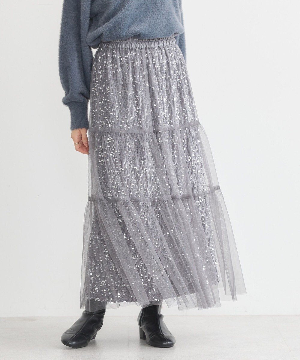 【アースミュージックアンドエコロジー/earth music&ecology】のマルチウェイスパンコールスカート 人気、トレンドファッション・服の通販 founy(ファニー) 　ファッション　Fashion　レディースファッション　Fashion for Women　スカート　Skirts　おすすめ　Recommended / Our Picks　シアー　Sheer, See-Through　シルバー　Silver, Metallic Silver　スパンコール　Sequins, Sequin Embellishment　チュール　Tulip, Tulip Motif　トレンド　Trend, Trending Now　フェミニン　Feminine, Girly　ポケット　Pocket, Pocket Detail　ロング　Long, Long-Length　A/W・秋冬　Autumn/Winter　 other-1|ID: prp329100004680690 ipo3291000000033808282