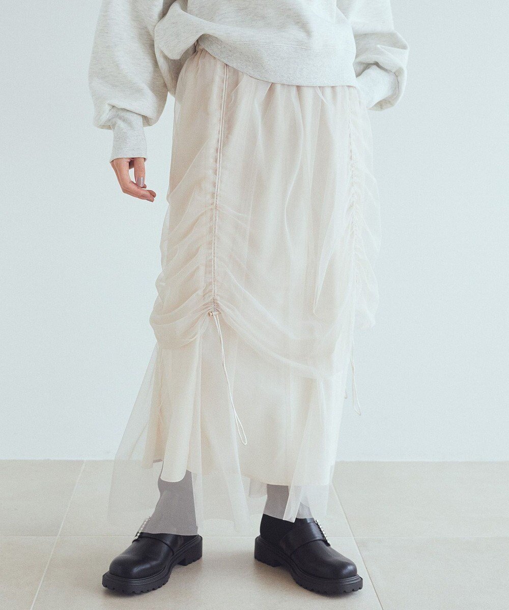【アースミュージックアンドエコロジー/earth music&ecology】の2wayドロストチュールスカート インテリア・キッズ・メンズ・レディースファッション・服の通販 founy(ファニー) 　ファッション　Fashion　レディースファッション　Fashion for Women　スカート　Skirts　セパレート　Separate, Two-Piece　フェミニン　Feminine, Girly　ボトム　Bottoms, Lower Wear　ポケット　Pocket, Pocket Detail　エレガント 上品　Elegant　A/W・秋冬　Autumn/Winter　Light Beige|ID: prp329100004680692 ipo3291000000033808292