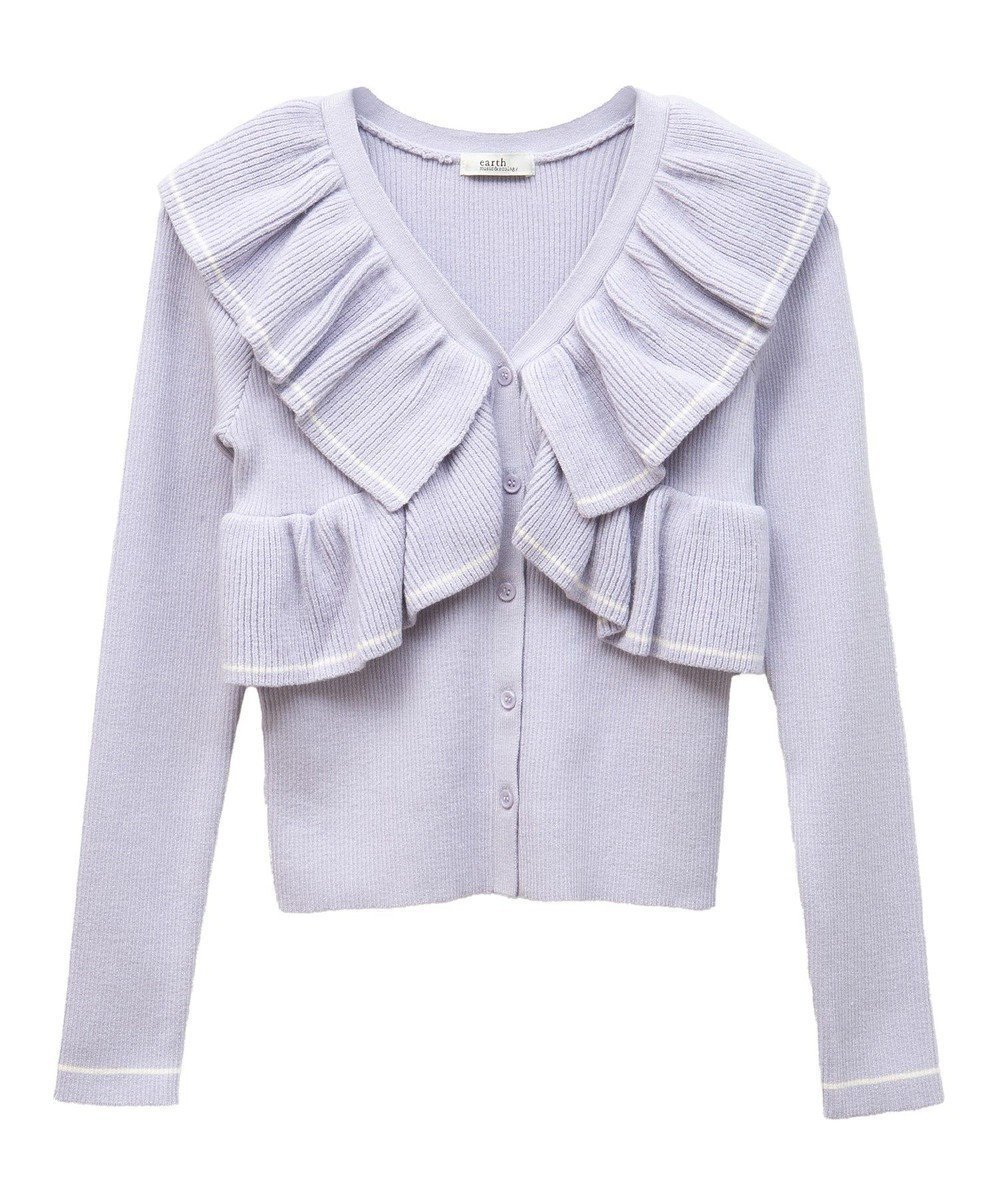 【アースミュージックアンドエコロジー/earth music&ecology】のVネックフリルニットカーディガン インテリア・キッズ・メンズ・レディースファッション・服の通販 founy(ファニー) ファッション Fashion レディースファッション Fashion for Women トップス・カットソー Cut & Sew Tops ニット Knit Tops & Sweaters カーディガン・羽織り Layered Style Cardigans Vネックトップス V-Neck Tops / V-Cut Neckline Shirts おすすめ Recommended / Our Picks カーディガン Cardigan, Knitwear セーター Sweater, Knitwear フィット Fit, Slim Fit フェミニン Feminine, Girly フリル Frill, Ruffle フロント Front, Front Design ポケット Pocket, Pocket Detail ロング Long, Long-Length エレガント 上品 Elegant A/W・秋冬 Autumn/Winter Lavender|ID: prp329100004680695 ipo3291000000033808306