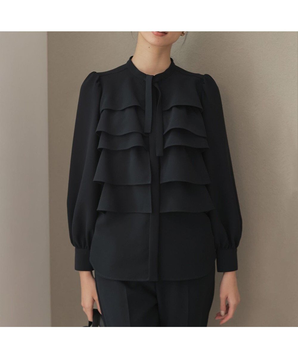 【組曲/KUMIKYOKU】の【KUMIKYOKU NAVY】コンフォータブルドレープ フリルブラウス インテリア・キッズ・メンズ・レディースファッション・服の通販 founy(ファニー) ファッション Fashion レディースファッション Fashion for Women トップス・カットソー Cut & Sew Tops シャツ・ブラウス・オフィスカジュアル Elegant Blouses & Button-Ups オケージョン Occasion Wear コレクション Collection, Seasonal Line ジャケット Jacket, Outerwear セットアップ Set-Up, Coordinated Outfit ドレス Dress, One-Piece 人気 Popular, Best Seller フォルム Silhouette, Form フォーマル Formal, Dressy フリル Frill, Ruffle フレア Flare, Flared A/W・秋冬 Autumn/Winter 2022年 2022 S/S・春夏 SS, Spring/Summer, Warm Season 2022-2023秋冬・A/W Autumn/Winter 2022–23 AW22–23 夏 Summer エレガント 上品 Elegant セレモニー Ceremony 入学式 Entrance Ceremony 卒業式 Graduation Ceremony 結婚式 Wedding ネイビー系|ID: prp329100004680716 ipo3291000000034609283