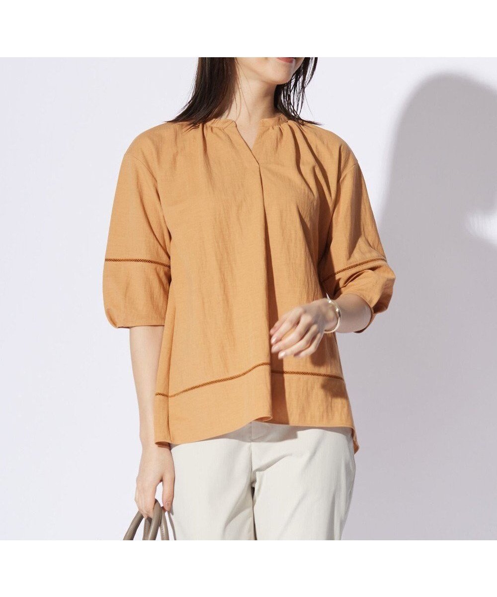 【ジェイ プレス/J.PRESS】のナチュラルジャージー カットソー インテリア・キッズ・メンズ・レディースファッション・服の通販 founy(ファニー) 　ファッション　Fashion　レディースファッション　Fashion for Women　トップス・カットソー　Cut & Sew Tops　シャツ・ブラウス・オフィスカジュアル　Elegant Blouses & Button-Ups　ロングTシャツ・Tシャツ　Longline T-Shirts & Tees　カットソー・ベーシックTシャツ　Cut-and-Sewn Tops / Stretch Tees & Basics　オレンジ　Orange　ヴィンテージ　Vintage Style　春　Spring　カットソー　Cut and Sewn Top　ストレッチ　Stretch, Stretchy Fabric　とろみ　Fluid, Flowy Fabric　フェミニン　Feminine, Girly　レース　Lace, Lace Fabric　ローズ　Rose, Rose Motif　S/S・春夏　SS, Spring/Summer, Warm Season　夏　Summer　オレンジ系|ID: prp329100004680728 ipo3291000000033808437