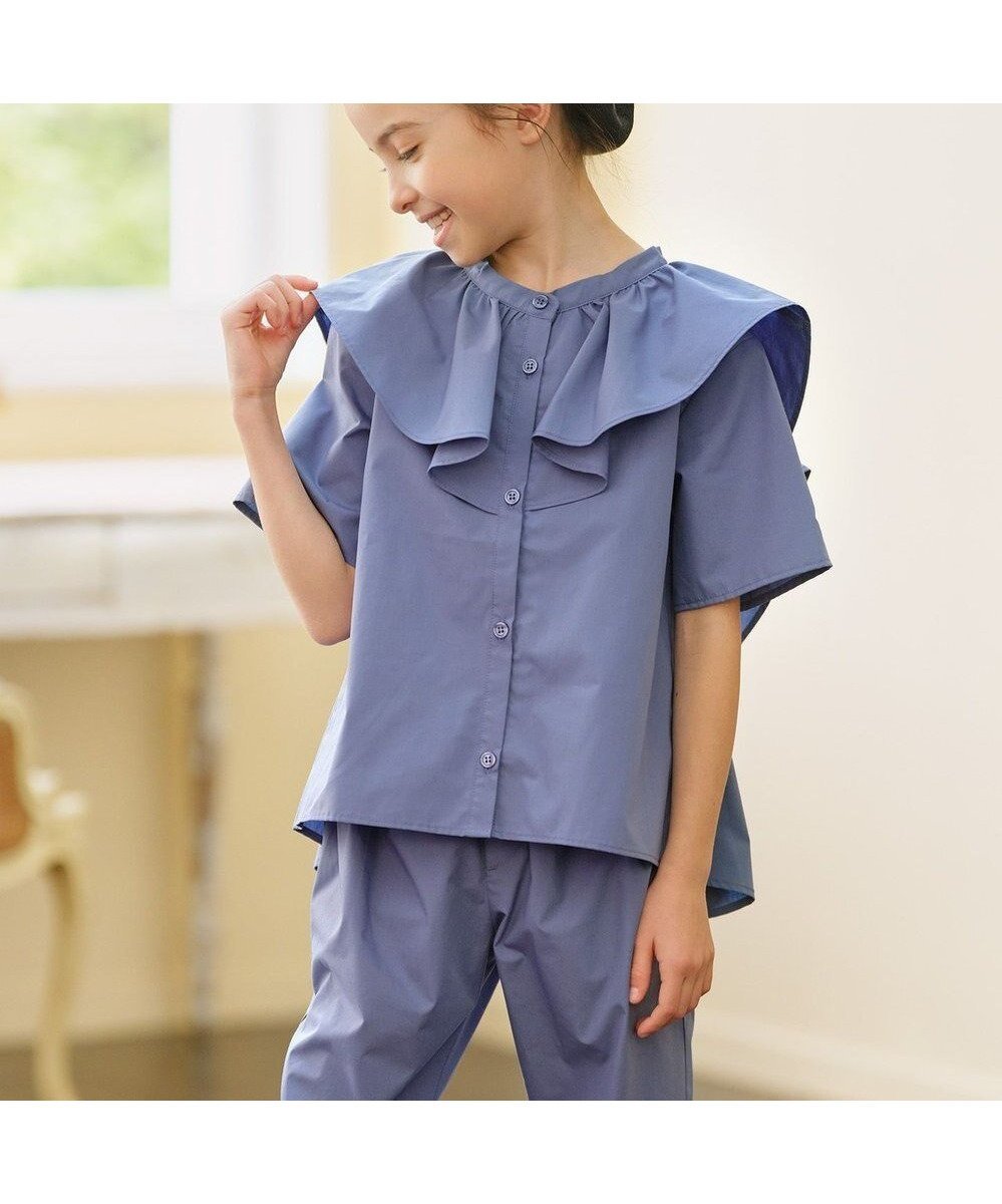 【組曲 / KIDS/KUMIKYOKU】の【110-140㎝】パピヨンラッフル ブラウス インテリア・キッズ・メンズ・レディースファッション・服の通販 founy(ファニー) ファッション Fashion キッズファッション Fashion for Kids トップス・カットソー Cut & Sew Tops セットアップ Set-Up, Coordinated Outfit トレンド Trend, Trending Now ブロード Broadcloth, Fine Cotton ラッフル Ruffle, Frill ラベンダー Lavender 夏 Summer 春 Spring S/S・春夏 SS, Spring/Summer, Warm Season ダスティブルー系|ID: prp329100004680745 ipo3291000000034584479