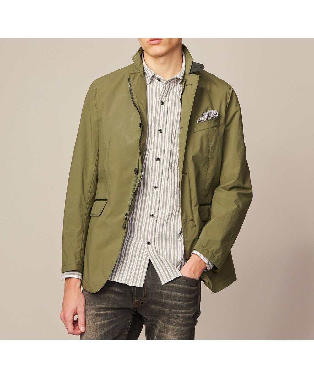 【ジョセフ アブード/JOSEPH ABBOUD / MEN】の【軽量/ECO撥水】ナイロンワッシャー ジャケット インテリア・キッズ・メンズ・レディースファッション・服の通販 founy(ファニー) 　ファッション　Fashion　メンズファッション　Fashion for Men　アウター　Men's Coats Outerwear　ブルゾンジャケット / カジュアルアウター　Bomber Jackets & Blousons　ジャケット　Jacket, Outerwear　ブルゾン　Blouson, Bomber Jacket　プリント　Print, Printed Pattern　プリーツ　Pleats, Pleated　夏　Summer　春　Spring　S/S・春夏　SS, Spring/Summer, Warm Season　軽量　Lightweight, Ultra Light　カーキ系|ID: prp329100004680784 ipo3291000000033808611