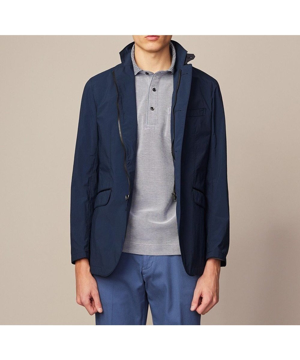 【ジョセフ アブード/JOSEPH ABBOUD / MEN】の【軽量/ECO撥水】ナイロンワッシャー ジャケット インテリア・キッズ・メンズ・レディースファッション・服の通販 founy(ファニー) 　ファッション　Fashion　メンズファッション　Fashion for Men　アウター　Men's Coats Outerwear　ブルゾンジャケット / カジュアルアウター　Bomber Jackets & Blousons　ジャケット　Jacket, Outerwear　ブルゾン　Blouson, Bomber Jacket　プリント　Print, Printed Pattern　プリーツ　Pleats, Pleated　夏　Summer　春　Spring　S/S・春夏　SS, Spring/Summer, Warm Season　軽量　Lightweight, Ultra Light　ネイビー系|ID: prp329100004680784 ipo3291000000033808614