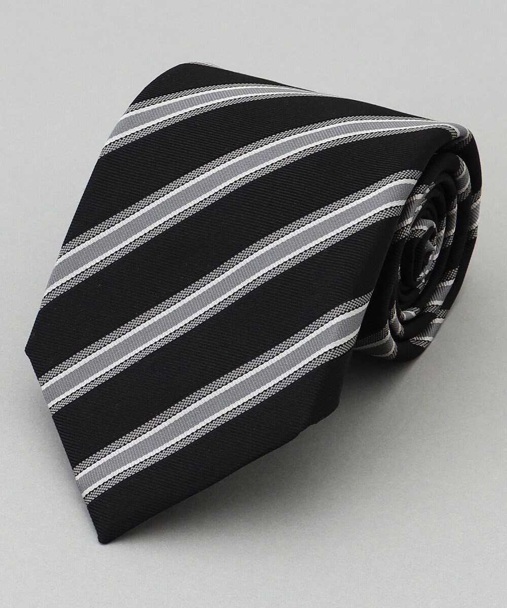 【五大陸/gotairiku / MEN】のGOTAIRIKU別注【日本製】シルク ネクタイ_レジメンタル柄 インテリア・キッズ・メンズ・レディースファッション・服の通販 founy(ファニー) 　ファッション　Fashion　メンズファッション　Fashion for Men　シルク　Silk, 100% Silk　スーツ　Suit, Formalwear　別注　Limited Edition, Custom Order　モダン　Modern, Contemporary　A/W・秋冬　Autumn/Winter　日本製　Made In Japan　2025年　2025　2025-2026秋冬・A/W　Autumn/Winter 2025–26 AW25–26　ブラック×グレー|ID: prp329100004680795 ipo3291000000034724664