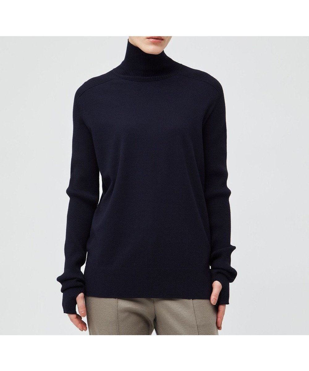 【ベイジ,/BEIGE,】の【洗える】WILLOW / サムホールハイネックニット インテリア・キッズ・メンズ・レディースファッション・服の通販 founy(ファニー) 　ファッション　Fashion　レディースファッション　Fashion for Women　トップス・カットソー　Cut & Sew Tops　ニット　Knit Tops & Sweaters　おすすめ　Recommended / Our Picks　シンプル　Simple, Minimal　ストレッチ　Stretch, Stretchy Fabric　スリット　Slit, Slit Detail　セーター　Sweater, Knitwear　タイトスカート　Pencil Skirt, Tight Skirt　タートル　Turtleneck, Turtle Collar　ハイネック　High Neck, Mock Neck　ロング　Long, Long-Length　ワイド　Wide, Wide Fit　人気　Popular, Best Seller　洗える　Machine Washable　A/W・秋冬　Autumn/Winter　Navy|ID: prp329100004680889 ipo3291000000033809230