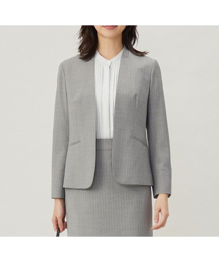 【ジェイ プレス/J.PRESS】の【セットアップ対応】BAHARIYE2 ノーカラー ジャケット インテリア・キッズ・メンズ・レディースファッション・服の通販 founy(ファニー) https://founy.com/ ファッション Fashion レディースファッション Fashion for Women アウター Coat / Outerwear Collection レディースジャケット・軽アウター Jackets ノーカラージャケット / シンプル上品コーデ Collarless Jackets ジャケット Jacket, Outerwear ストライプ Stripe, Striped Pattern ストレッチ Stretch, Stretchy Fabric セットアップ Set-Up, Coordinated Outfit A/W・秋冬 Autumn/Winter エレガント 上品 Elegant |ID: prp329100004680892 ipo3291000000034231078