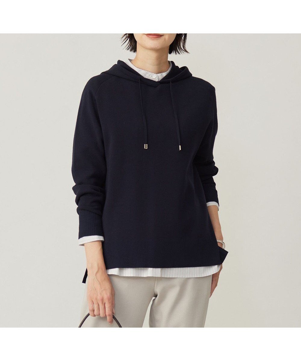 【ジェイ プレス/J.PRESS】の【洗える】HOODIE ニット パーカー インテリア・キッズ・メンズ・レディースファッション・服の通販 founy(ファニー) 　ファッション　Fashion　レディースファッション　Fashion for Women　トップス・カットソー　Cut & Sew Tops　ニット　Knit Tops & Sweaters　レディースパーカー・カジュアルフーディー　Casual Hoodies & Sweatshirts　シルク　Silk, 100% Silk　ストレッチ　Stretch, Stretchy Fabric　スリット　Slit, Slit Detail　バランス　Balance, Style Balance　パーカー　Hoodie, Parka　フレア　Flare, Flared　ベーシック　Basic, Essential　ワイド　Wide, Wide Fit　洗える　Machine Washable　A/W・秋冬　Autumn/Winter　ネイビー系|ID: prp329100004680893 ipo3291000000033809245