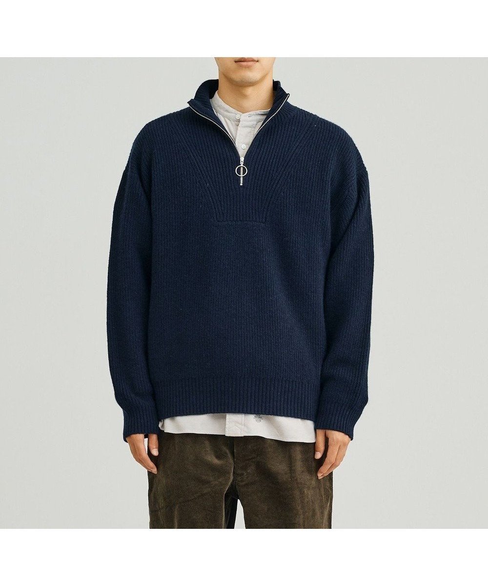 【ジェイプレスヨークストリート/J.PRESS YORK STREET】の【UNISEX】ウールカシミヤ ハーフジップニット インテリア・キッズ・メンズ・レディースファッション・服の通販 founy(ファニー) ファッション Fashion レディースファッション Fashion for Women トップス・カットソー Cut & Sew Tops ニット Knit Tops & Sweaters ユニセックス Unisex, Genderless インナー Innerwear シンプル Simple, Minimal セーター Sweater, Knitwear ハーフ Half, Half-Length フィット Fit, Slim Fit ボトム Bottoms, Lower Wear リラックス Relax, Relaxed Fit エレガント 上品 Elegant 畦 Ribbed Knit A/W・秋冬 Autumn/Winter ネイビー系|ID: prp329100004680919 ipo3291000000034231154