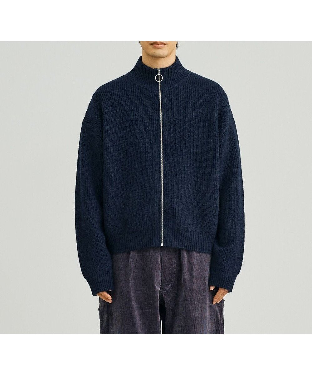 【ジェイプレスヨークストリート/J.PRESS YORK STREET】の【UNISEX】ウールカシミヤ ジップアップニット インテリア・キッズ・メンズ・レディースファッション・服の通販 founy(ファニー) 　ファッション　Fashion　レディースファッション　Fashion for Women　トップス・カットソー　Cut & Sew Tops　ニット　Knit Tops & Sweaters　ユニセックス　Unisex, Genderless　カーディガン　Cardigan, Knitwear　ショート　Short, Short Length　シンプル　Simple, Minimal　スタイリッシュ　Stylish, Fashionable　セーター　Sweater, Knitwear　フィット　Fit, Slim Fit　ボトム　Bottoms, Lower Wear　リラックス　Relax, Relaxed Fit　ワイド　Wide, Wide Fit　A/W・秋冬　Autumn/Winter　ネイビー系|ID: prp329100004680935 ipo3291000000033809378