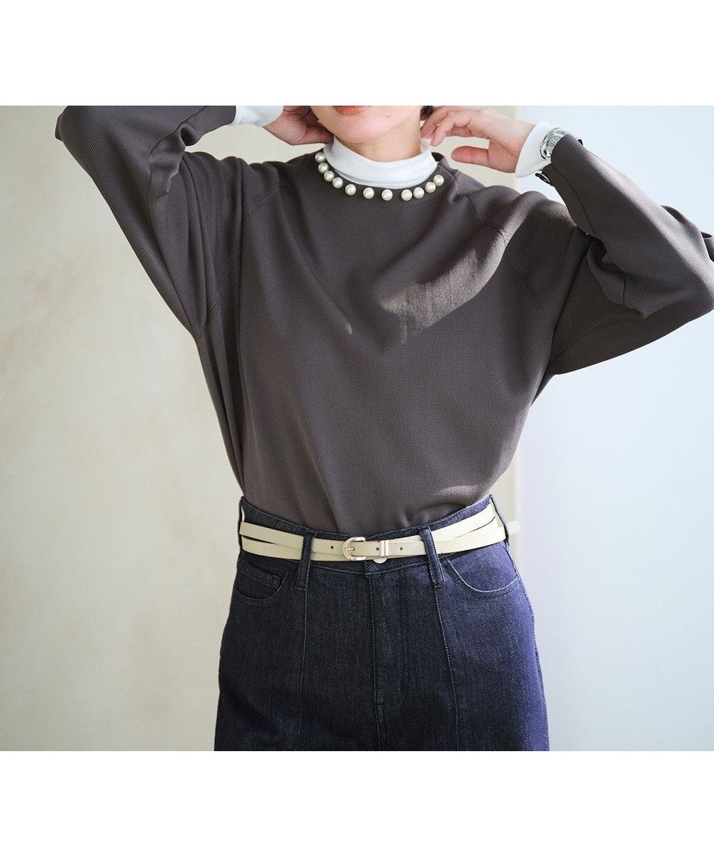 【自由区/JIYU-KU】の【洗える】パールディティールプルオーバー ニット インテリア・キッズ・メンズ・レディースファッション・服の通販 founy(ファニー) 　ファッション　Fashion　レディースファッション　Fashion for Women　トップス・カットソー　Cut & Sew Tops　ニット　Knit Tops & Sweaters　カジュアルプルオーバー・ニットトップス　Pullovers & Knit Tops / Casual Pullovers　アクセサリー　Fashion Accessories　コンパクト　Compact, Small Size　セーター　Sweater, Knitwear　パール　Pearl, Pearl Accent　ボトム　Bottoms, Lower Wear　夏　Summer　S/S・春夏　SS, Spring/Summer, Warm Season　洗える　Machine Washable　A/W・秋冬　Autumn/Winter　軽量　Lightweight, Ultra Light　ダークグレー|ID: prp329100004680957 ipo3291000000033809499