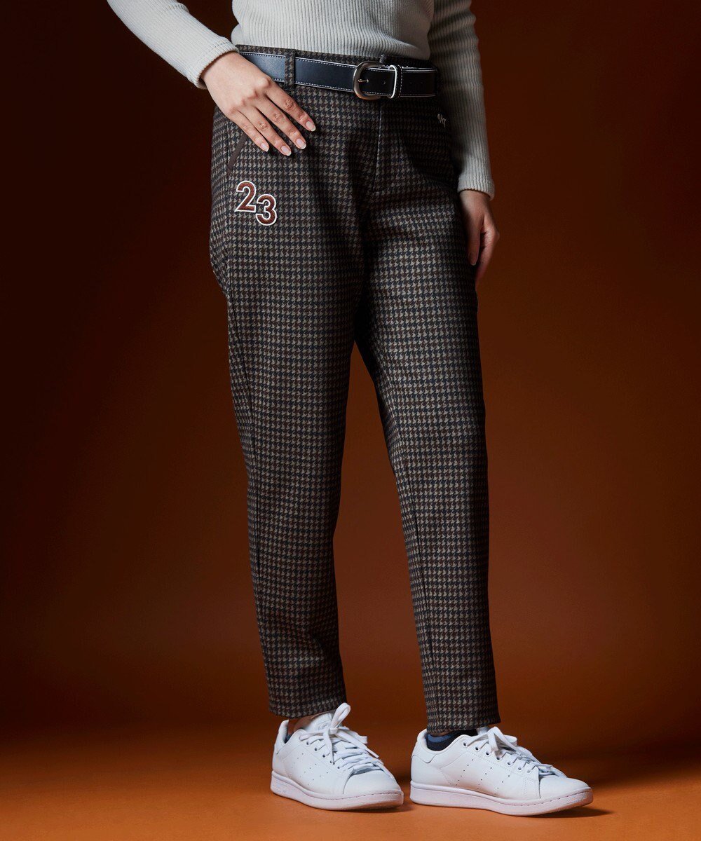 【23区 ゴルフ/NIJYUSANKU GOLF】の【WOMEN】ガンクラブチェックテーパードパンツ インテリア・キッズ・メンズ・レディースファッション・服の通販 founy(ファニー) 　ファッション　Fashion　レディースファッション　Fashion for Women　パンツ　Pants & Trousers　クラシカル　Classical, Vintage-Inspired　チェック　Check, Plaid, Tartan　プリント　Print, Printed Pattern　A/W・秋冬　Autumn/Winter　ダークブラウン系3|ID: prp329100004681252 ipo3291000000033811040
