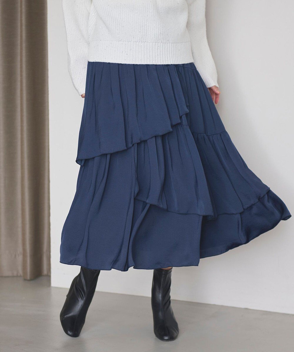 【フェルゥ/Feroux】の【洗える】ランダムティアードスカート インテリア・キッズ・メンズ・レディースファッション・服の通販 founy(ファニー) ファッション Fashion レディースファッション Fashion for Women スカート Skirts ティアードスカート Tiered Skirts アシンメトリー Asymmetrical Style ティアードスカート Tiered Skirt, Flounced Skirt バランス Balance, Style Balance フリル Frill, Ruffle ランダム Random, Irregular ロング Long, Long-Length 冬 Winter / This Winter 洗える Machine Washable A/W・秋冬 Autumn/Winter ネイビー系|ID: prp329100004681301 ipo3291000000034309032