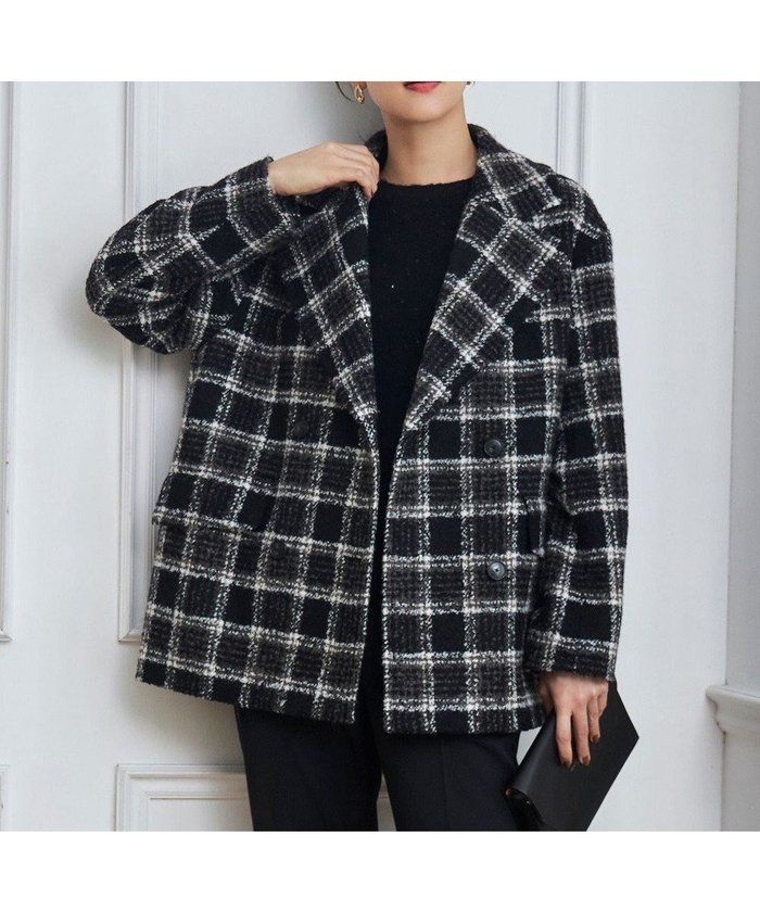 【自由区/JIYU-KU】のBALLIループミルドチェック コート インテリア・キッズ・メンズ・レディースファッション・服の通販 founy(ファニー) https://founy.com/ ファッション Fashion レディースファッション Fashion for Women アウター Coat / Outerwear Collection コート・ロングコート・ピーコート Long Coats, Peacoats & More レディースジャケット・軽アウター Jackets イタリア Italy ジャケット Jacket, Outerwear ダブル Double, Double-Breasted チェック Check, Plaid, Tartan ツイード Twill, Twill Weave バランス Balance, Style Balance フォルム Silhouette, Form フラット Flat, Flat Shoes 別注 Limited Edition, Custom Order ミドル Middle Length, Mid Height ループ Loop, Loop Knit A/W・秋冬 Autumn/Winter |ID: prp329100004681539 ipo3291000000033812407