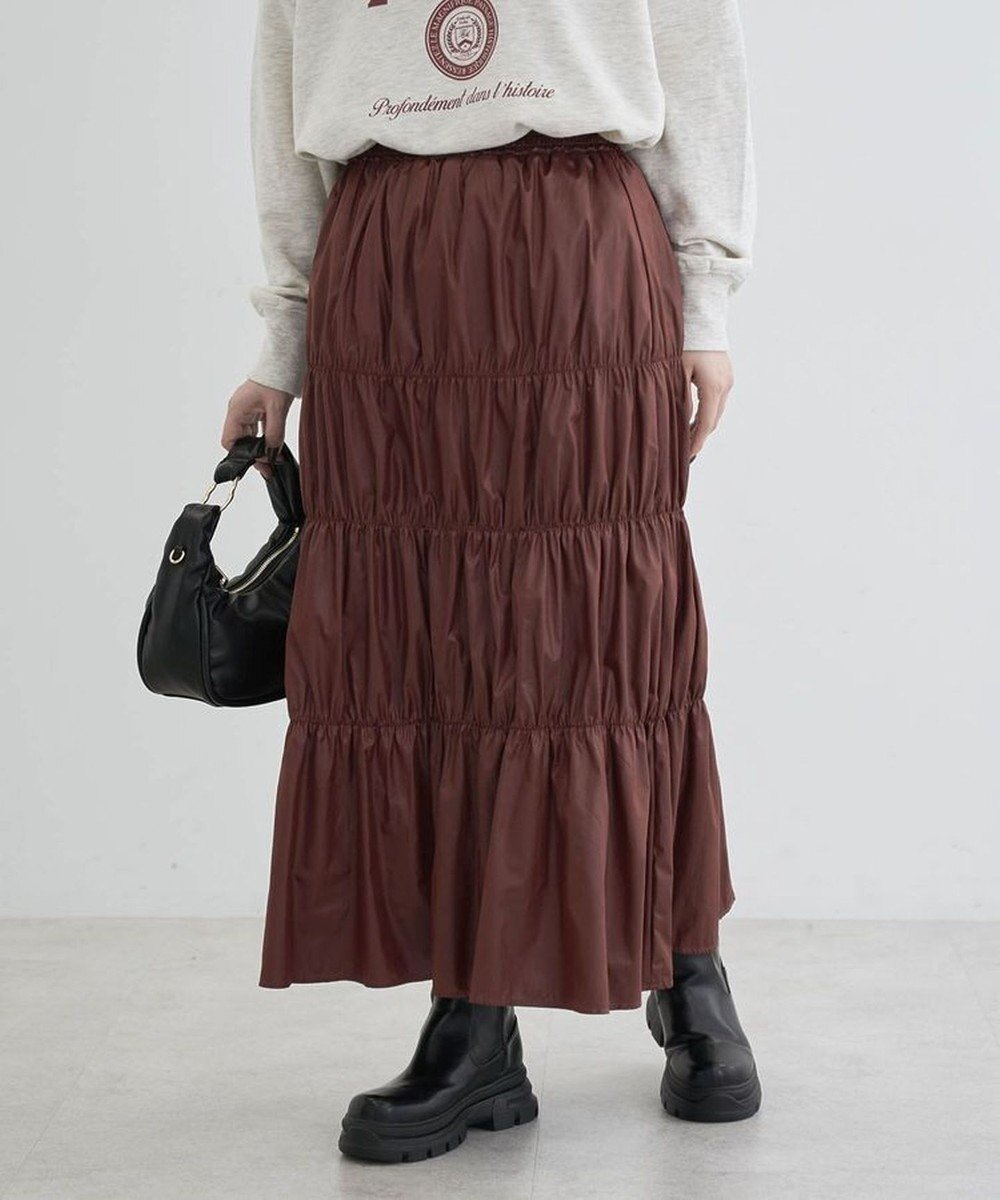 【グリーンパークス/Green Parks】のチンツ加工シャーリングスカート インテリア・キッズ・メンズ・レディースファッション・服の通販 founy(ファニー) 　ファッション　Fashion　レディースファッション　Fashion for Women　スカート　Skirts　おすすめ　Recommended / Our Picks　シャーリング　Shirring, Ruched　スウェット / スエット　Sweatshirt, Sweatwear　デニム　Denim, Jeans Material　フェミニン　Feminine, Girly　ポケット　Pocket, Pocket Detail　エレガント 上品　Elegant　A/W・秋冬　Autumn/Winter　Bordeaux|ID: prp329100004681605 ipo3291000000033812682