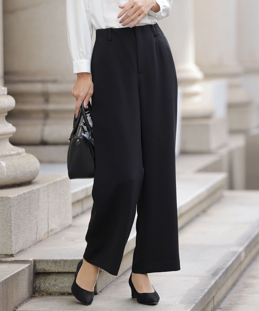 【ジェイ プレス/J.PRESS】の【セットアップ対応】セラテリーダブルクロス セミワイド パンツ インテリア・キッズ・メンズ・レディースファッション・服の通販 founy(ファニー) 　ファッション　Fashion　レディースファッション　Fashion for Women　セットアップ　Matching Sets　レディースパンツ・ボトムス　Pants & Trousers / Bottoms　洗える　Machine Washable　抗菌　Antibacterial, Bacteria-Resistant　ジャケット　Jacket, Outerwear　ストレッチ　Stretch, Stretchy Fabric　ストレート　Straight, Straight Cut　セットアップ　Set-Up, Coordinated Outfit　ヨーク　Yoke, Yoke Design　ワイド　Wide, Wide Fit　A/W・秋冬　Autumn/Winter　S/S・春夏　SS, Spring/Summer, Warm Season　夏　Summer　エレガント 上品　Elegant　セレモニー　Ceremony　ビジネス 仕事 通勤　Business / Work / Commuting　ブラック系|ID: prp329100004681612 ipo3291000000035118015