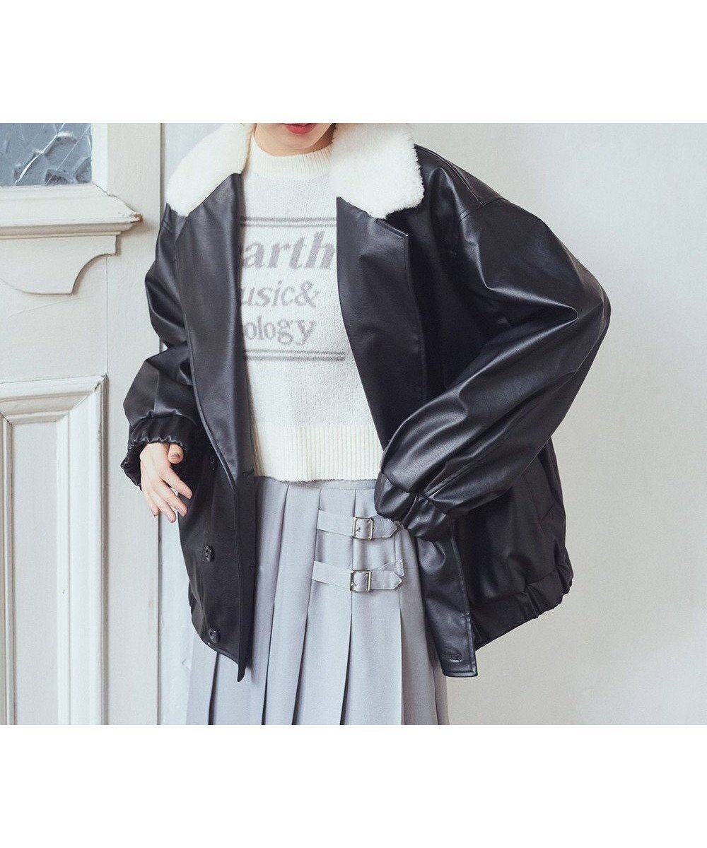 【アースミュージックアンドエコロジー/earth music&ecology】のボアテーラードカラ-レザーブルゾン 人気、トレンドファッション・服の通販 founy(ファニー) 　ファッション　Fashion　レディースファッション　Fashion for Women　アウター　Coat / Outerwear Collection　レディースジャケット・軽アウター　Jackets　ブルゾンジャケット・スポーティアウター　Blouson Jackets　おすすめ　Recommended / Our Picks　ギャザー　Gathered, Ruffled　シアー　Sheer, See-Through　ジャケット　Jacket, Outerwear　ダブル　Double, Double-Breasted　トレンド　Trend, Trending Now　フェイクレザー　Faux Leather, PU Leather　ブルゾン　Blouson, Bomber Jacket　ポケット　Pocket, Pocket Detail　レース　Lace, Lace Fabric　A/W・秋冬　Autumn/Winter　 other-1|ID: prp329100004681665 ipo3291000000033812965