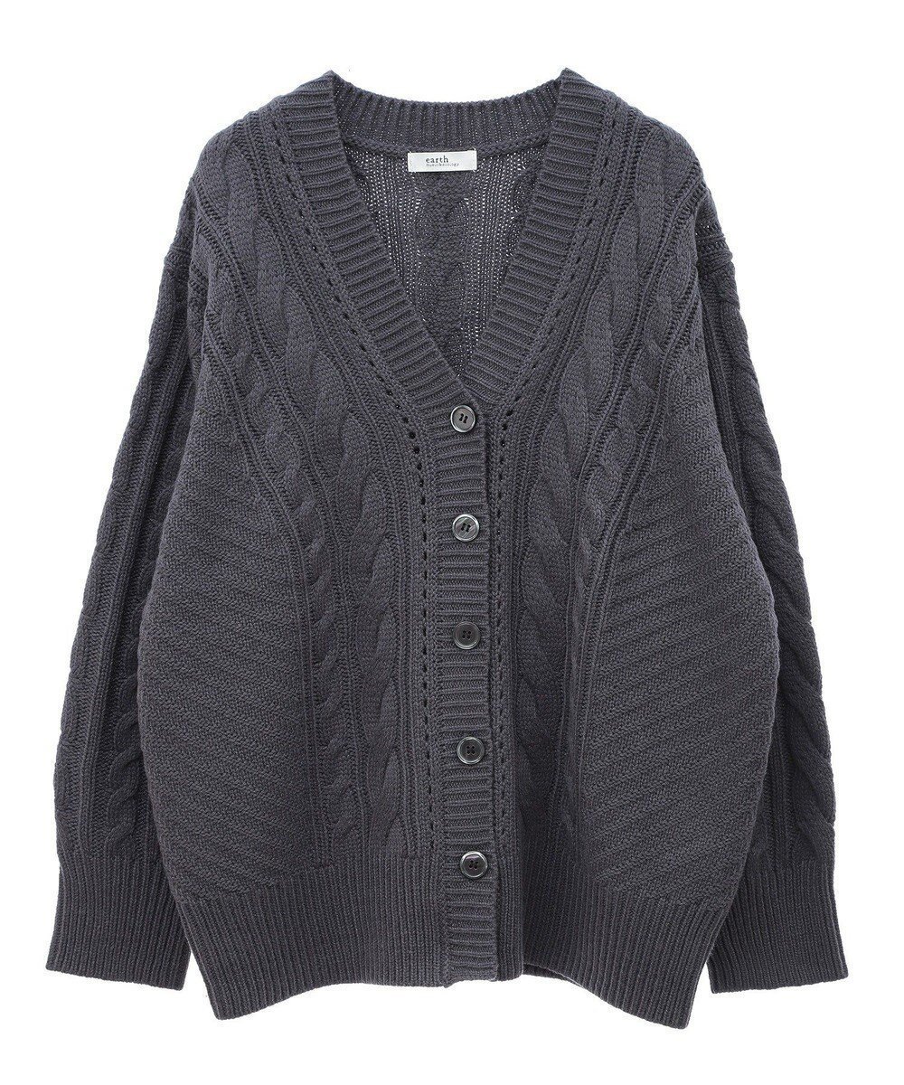 【アースミュージックアンドエコロジー/earth music&ecology】のアンチピリングケーブルカーディガン インテリア・キッズ・メンズ・レディースファッション・服の通販 founy(ファニー) ファッション Fashion レディースファッション Fashion for Women トップス・カットソー Cut & Sew Tops カーディガン・羽織り Layered Style Cardigans おすすめ Recommended / Our Picks カーディガン Cardigan, Knitwear ビビッド Vivid, Bright Tone ポケット Pocket, Pocket Detail 洗える Machine Washable A/W・秋冬 Autumn/Winter Charcoal Gray|ID: prp329100004681670 ipo3291000000033812995
