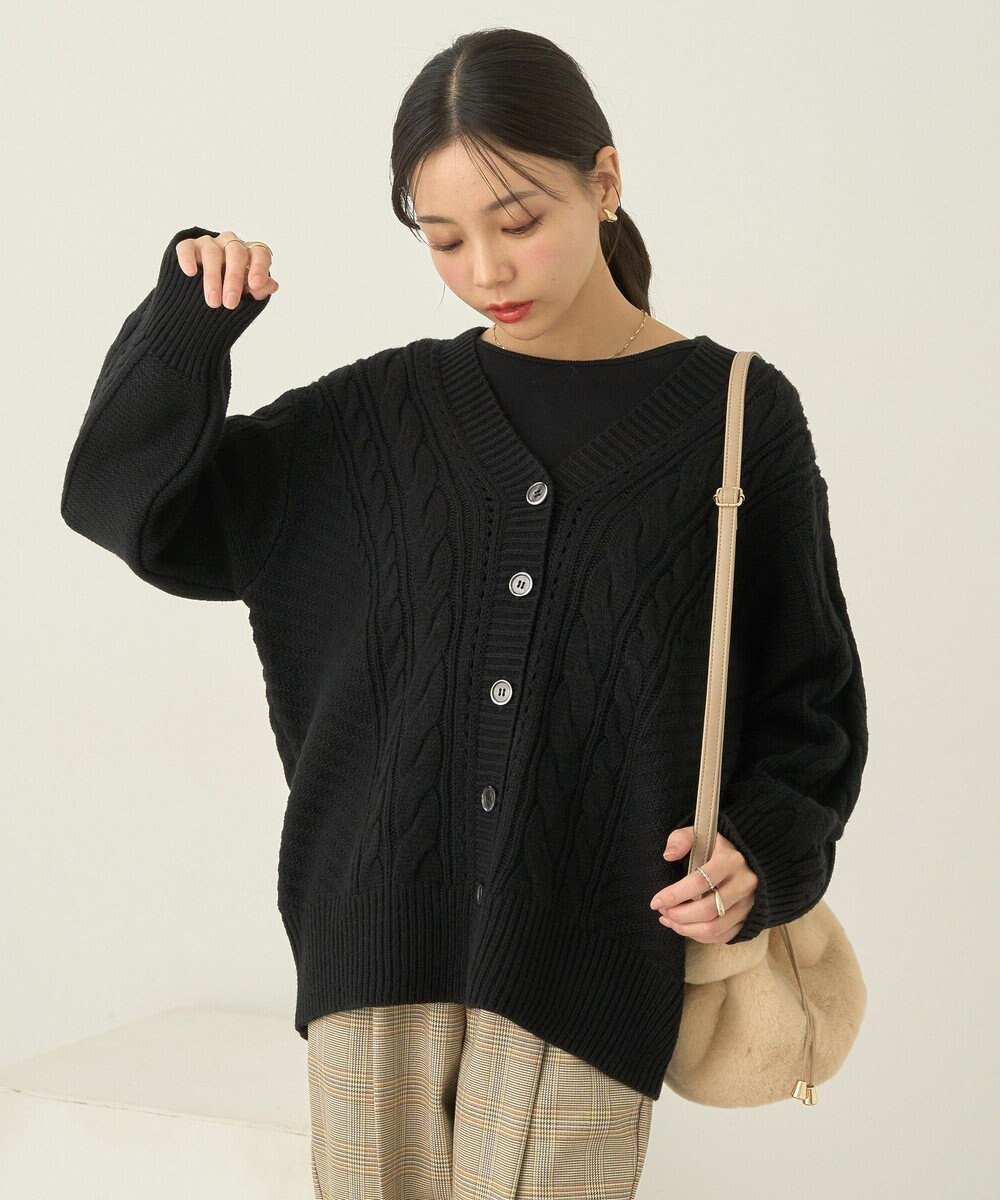 【アースミュージックアンドエコロジー/earth music&ecology】のアンチピリングケーブルカーディガン インテリア・キッズ・メンズ・レディースファッション・服の通販 founy(ファニー) ファッション Fashion レディースファッション Fashion for Women トップス・カットソー Cut & Sew Tops カーディガン・羽織り Layered Style Cardigans おすすめ Recommended / Our Picks カーディガン Cardigan, Knitwear ビビッド Vivid, Bright Tone ポケット Pocket, Pocket Detail 洗える Machine Washable A/W・秋冬 Autumn/Winter Black|ID: prp329100004681670 ipo3291000000033812997