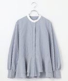 【ハッシュニュアンス/#Newans】の〈高梨臨さんコラボ〉【シワになりにくい/洗濯機可能】ダブルフリルヘムシャツ ネイビーストライプ|ID: prp329100004681771 ipo3291000000033813423