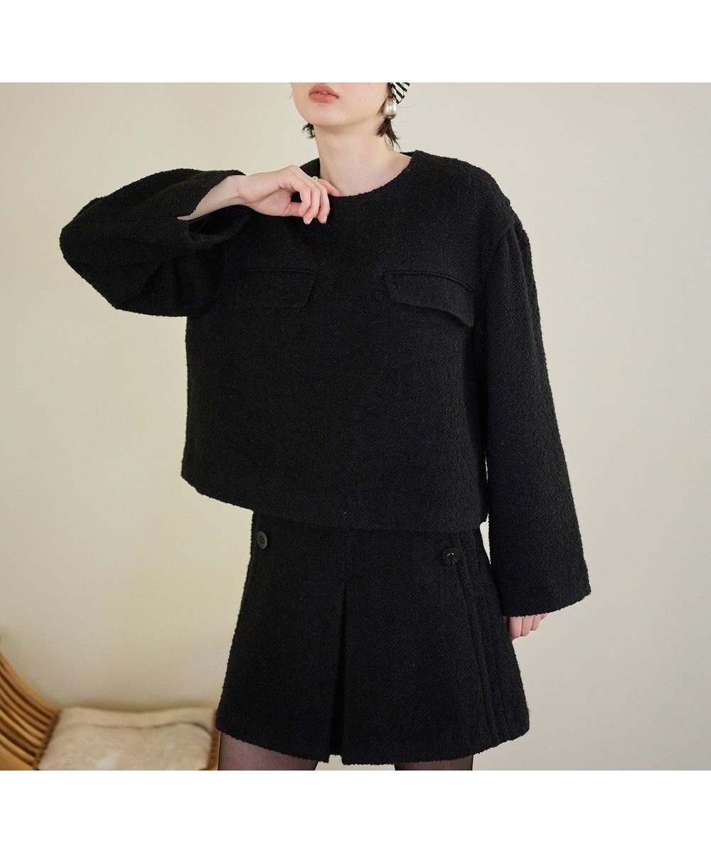 【ハッシュニュアンス/#Newans】の【セットアップ可能】ワイドスリーブツイードプルオーバー インテリア・キッズ・メンズ・レディースファッション・服の通販 founy(ファニー) ファッション Fashion レディースファッション Fashion for Women トップス・カットソー Cut & Sew Tops カジュアルプルオーバー・ニットトップス Pullovers & Knit Tops / Casual Pullovers セットアップ Matching Sets レディーストップス・ブラウス Tops & Blouses / Assorted Women's Tops おすすめ Recommended / Our Picks クラシック Classic, Timeless Style セットアップ Set-Up, Coordinated Outfit ツイード Twill, Twill Weave フォルム Silhouette, Form フラット Flat, Flat Shoes プリーツ Pleats, Pleated ミックス Mix, Mixed Style A/W・秋冬 Autumn/Winter ブラック|ID: prp329100004681777 ipo3291000000034231574