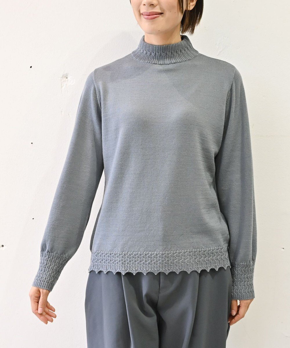 【ムーク/muuc】の〈エクストラファインメリノウール〉〈洗えるニット〉レース編みハイネックプルオーバー インテリア・キッズ・メンズ・レディースファッション・服の通販 founy(ファニー) ファッション Fashion レディースファッション Fashion for Women トップス・カットソー Cut & Sew Tops ニット Knit Tops & Sweaters カジュアルプルオーバー・ニットトップス Pullovers & Knit Tops / Casual Pullovers イタリア Italy インナー Innerwear 洗える Machine Washable キャンバス Canvas, Canvas Fabric ジャケット Jacket, Outerwear セーター Sweater, Knitwear 手編み Hand-Knitted, Handmade Knit ハイネック High Neck, Mock Neck パターン Pattern, Design Print レース Lace, Lace Fabric A/W・秋冬 Autumn/Winter 再入荷 Restock / Back in Stock エレガント 上品 Elegant グレー|ID: prp329100004681888 ipo3291000000033813993