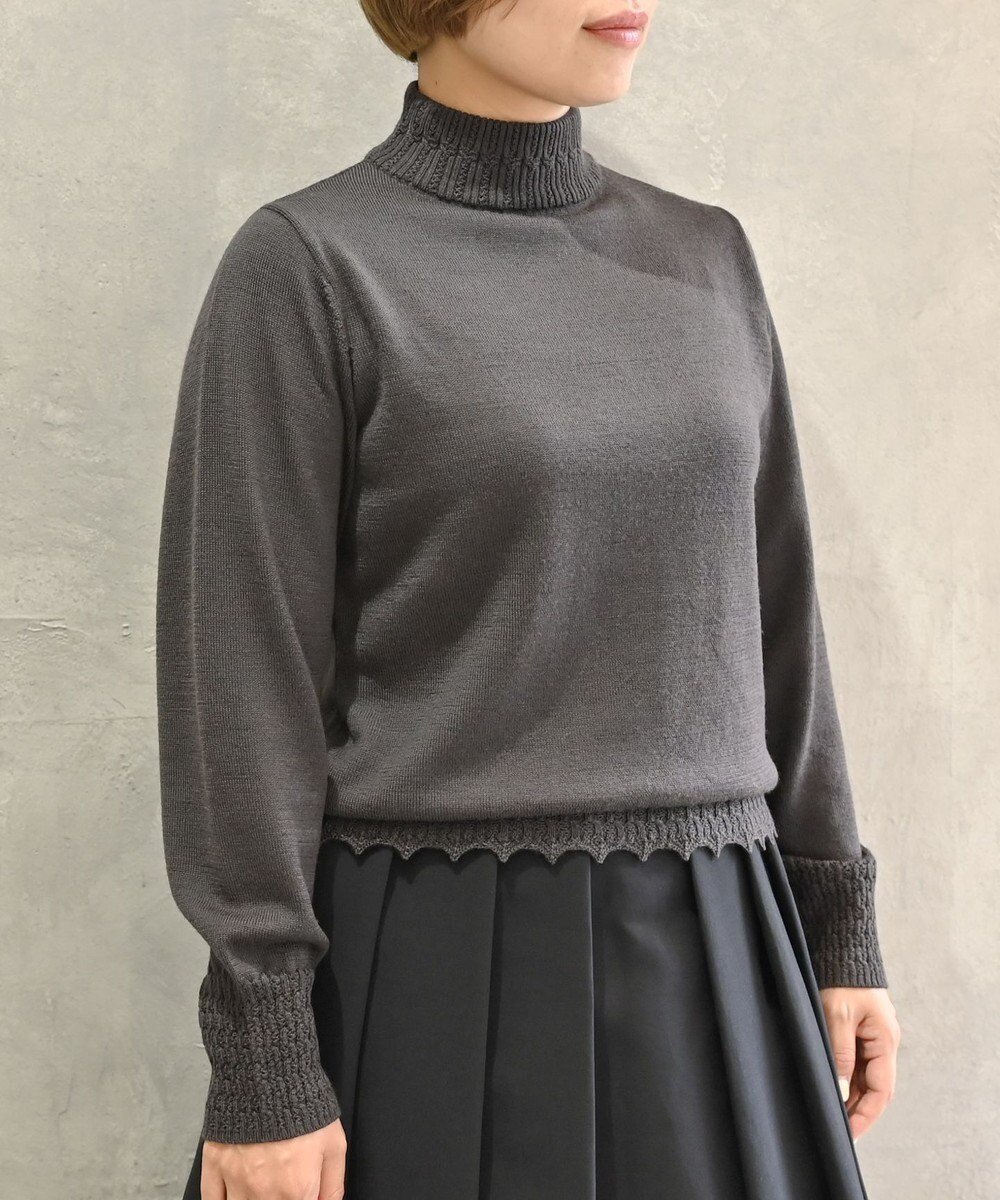 【ムーク/muuc】の〈エクストラファインメリノウール〉〈洗えるニット〉レース編みハイネックプルオーバー インテリア・キッズ・メンズ・レディースファッション・服の通販 founy(ファニー) ファッション Fashion レディースファッション Fashion for Women トップス・カットソー Cut & Sew Tops ニット Knit Tops & Sweaters カジュアルプルオーバー・ニットトップス Pullovers & Knit Tops / Casual Pullovers イタリア Italy インナー Innerwear 洗える Machine Washable キャンバス Canvas, Canvas Fabric ジャケット Jacket, Outerwear セーター Sweater, Knitwear 手編み Hand-Knitted, Handmade Knit ハイネック High Neck, Mock Neck パターン Pattern, Design Print レース Lace, Lace Fabric A/W・秋冬 Autumn/Winter 再入荷 Restock / Back in Stock エレガント 上品 Elegant グレイッシュブラウン|ID: prp329100004681888 ipo3291000000033813995